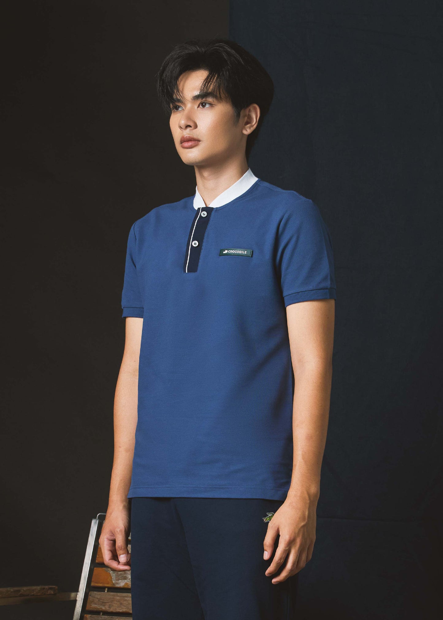 NAVAL ACADEMY BLUE BOMBER COLLAR CUSTOM FIT POLO SHIRT