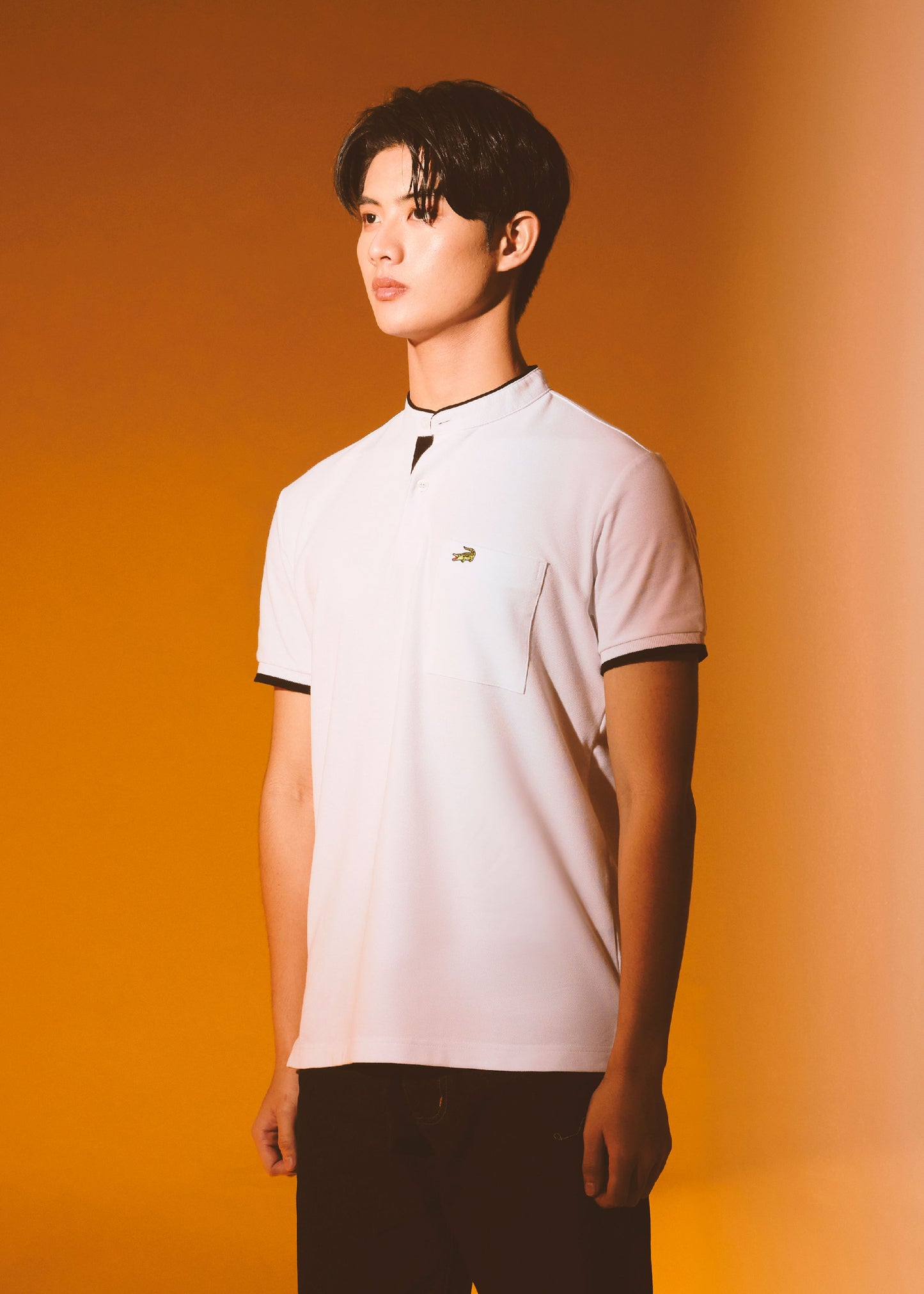 WHITE COLOUR BLOCK BOMBER COLLAR CUSTOM FIT POLO SHIRT