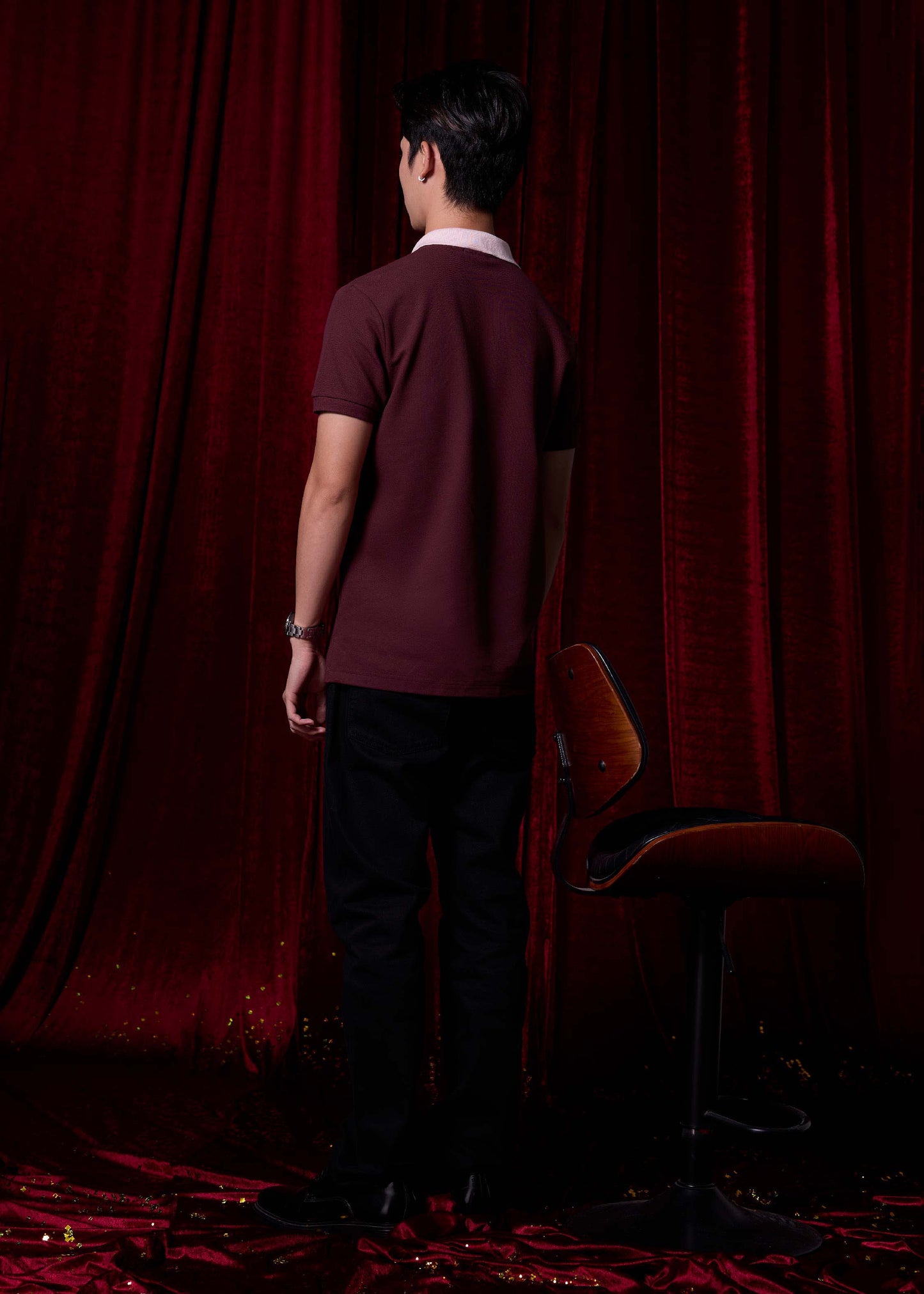 WINSOR WIND PURPLE CUSTOM FIT POLO SHIRT WITH PINK COLLAR