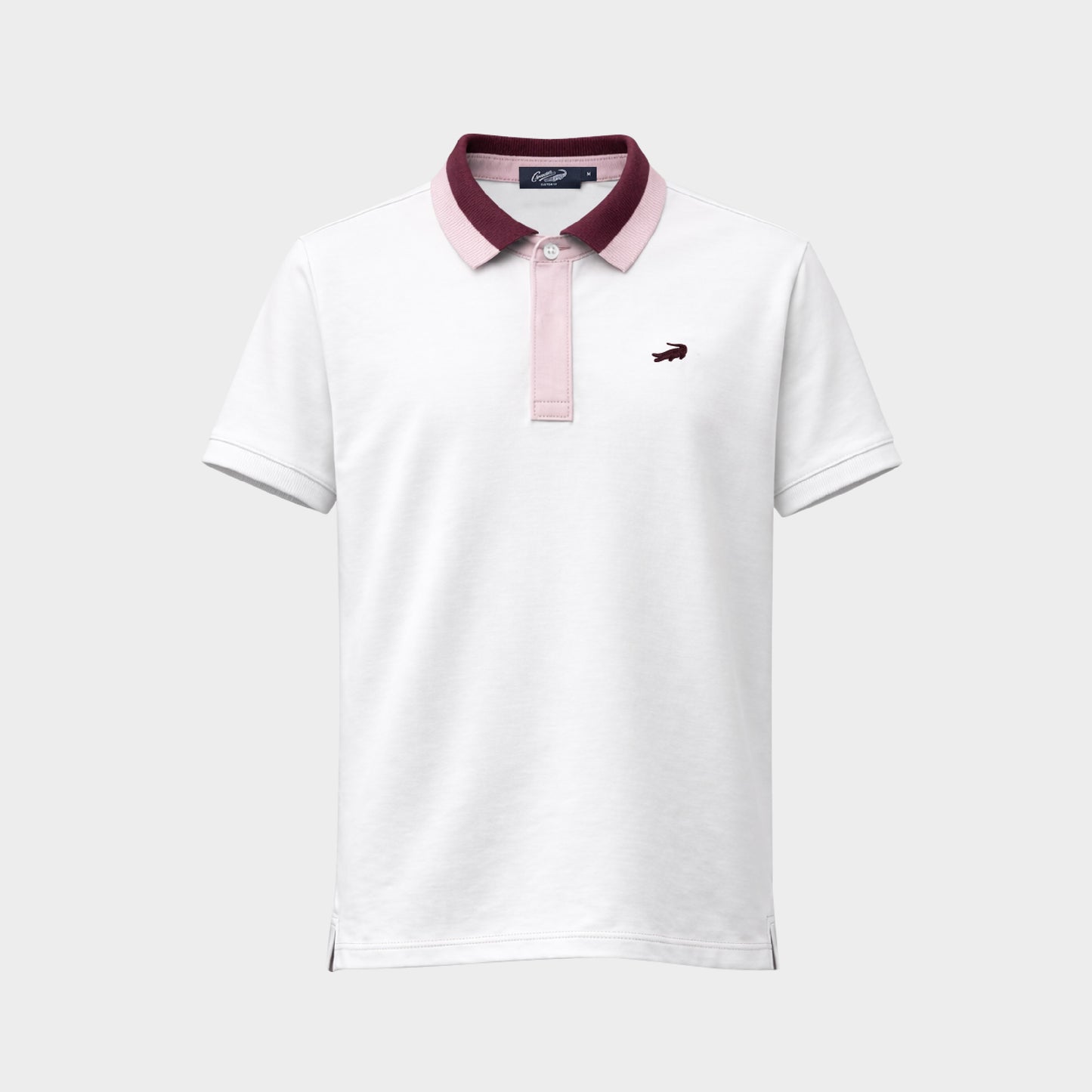 WHITE CUSTOM FIT POLO SHIRT WITH STRIPE COLLAR