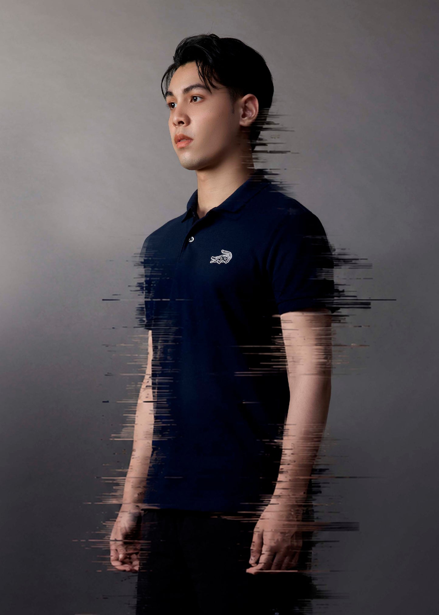 NAVY CUSTOM FIT POLO SHIRT WITH EMBROIDERY