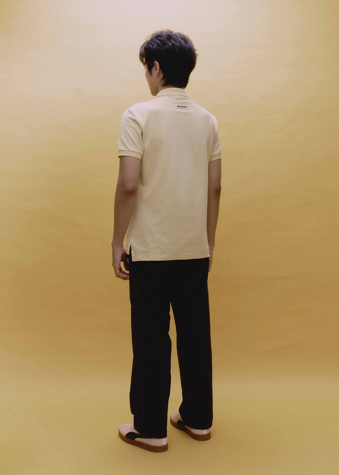 SUNLIGHT YELLOW CUSTOM FIT POLO SHIRT WITH EMBROIDERY