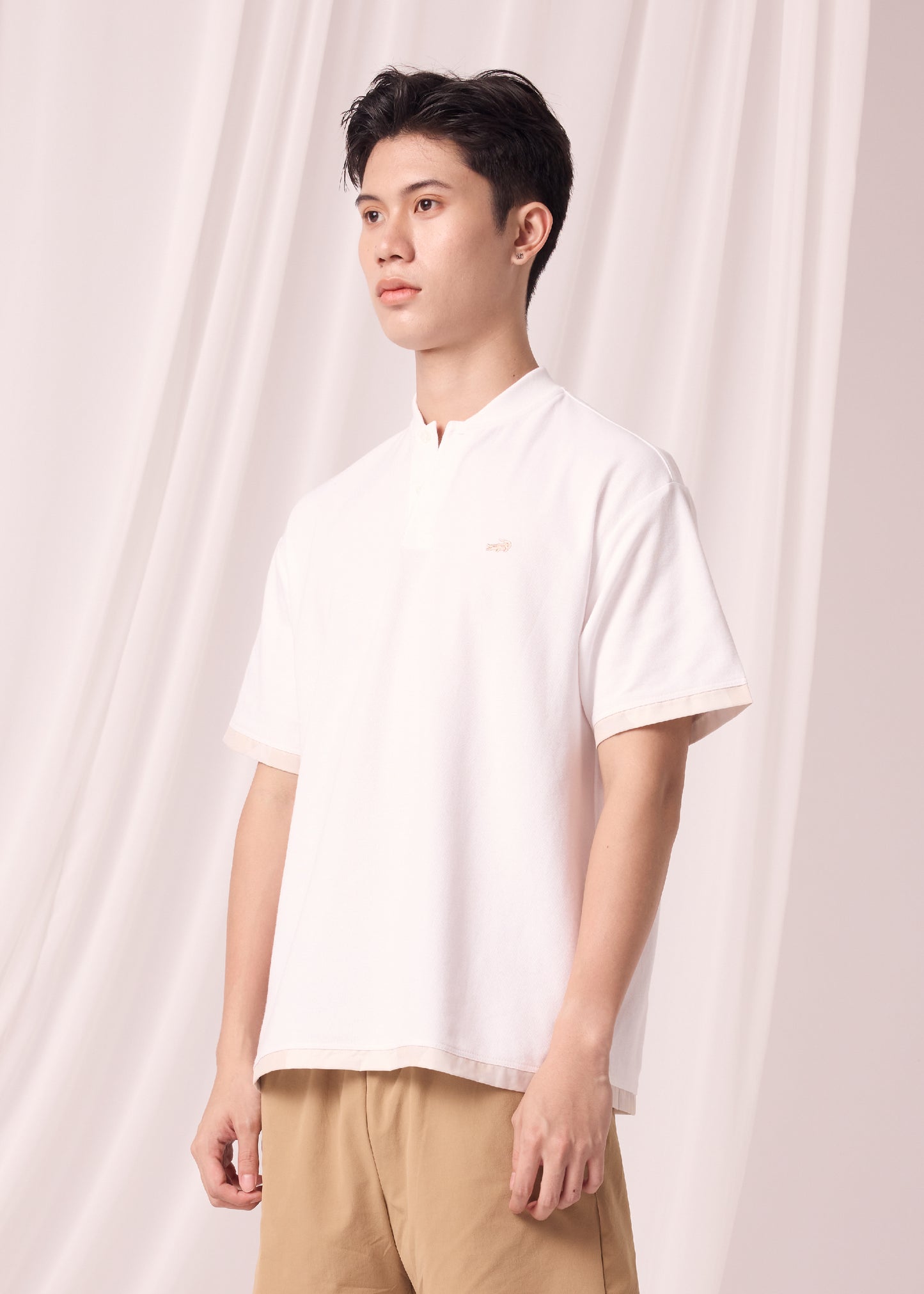 CLOUD DANCER BOMBER COLLAR CUSTOM FIT POLO SHIRT
