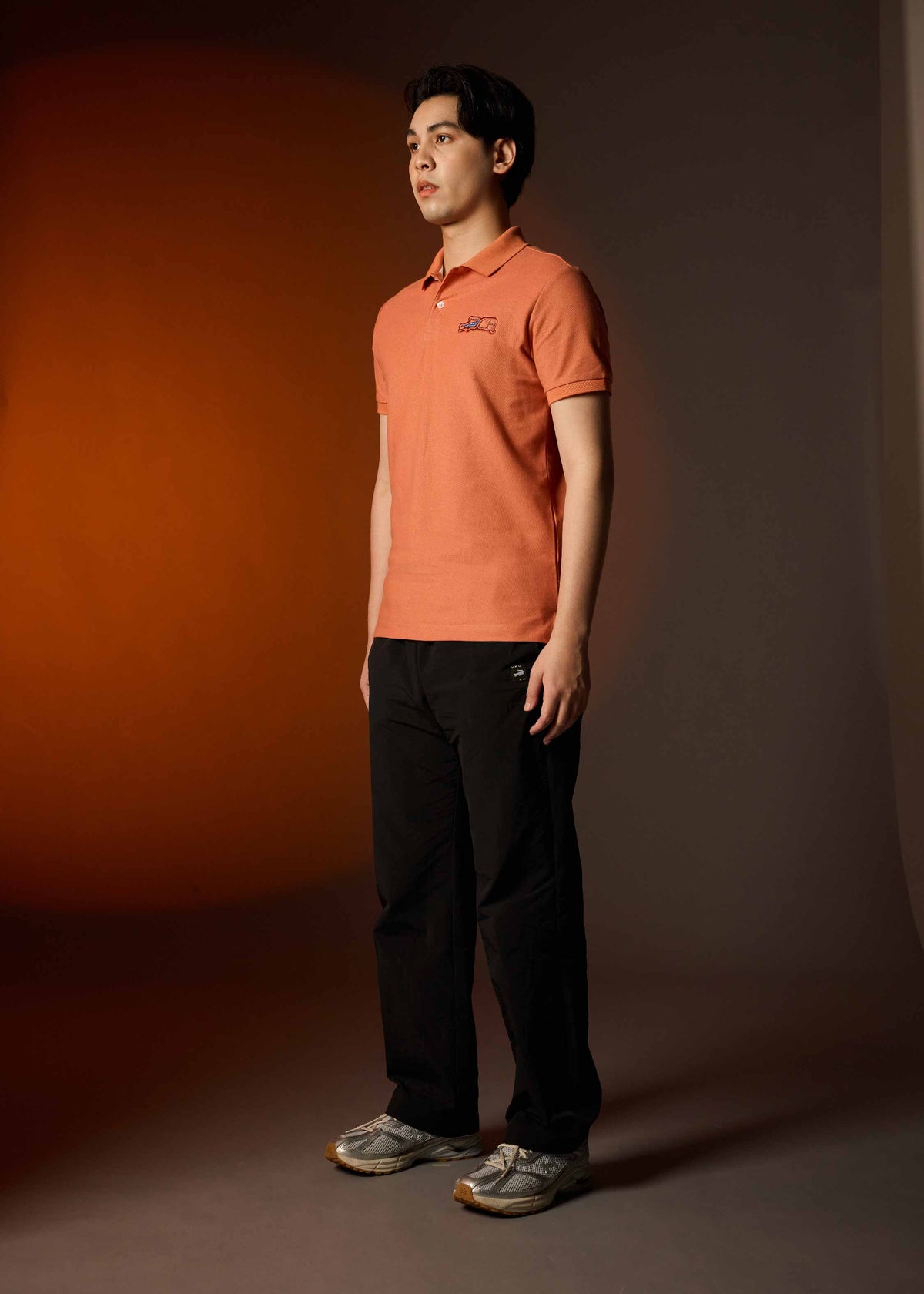 BRANDIED MELON CUSTOM FIT POLO SHIRT WITH EMBROIDERY