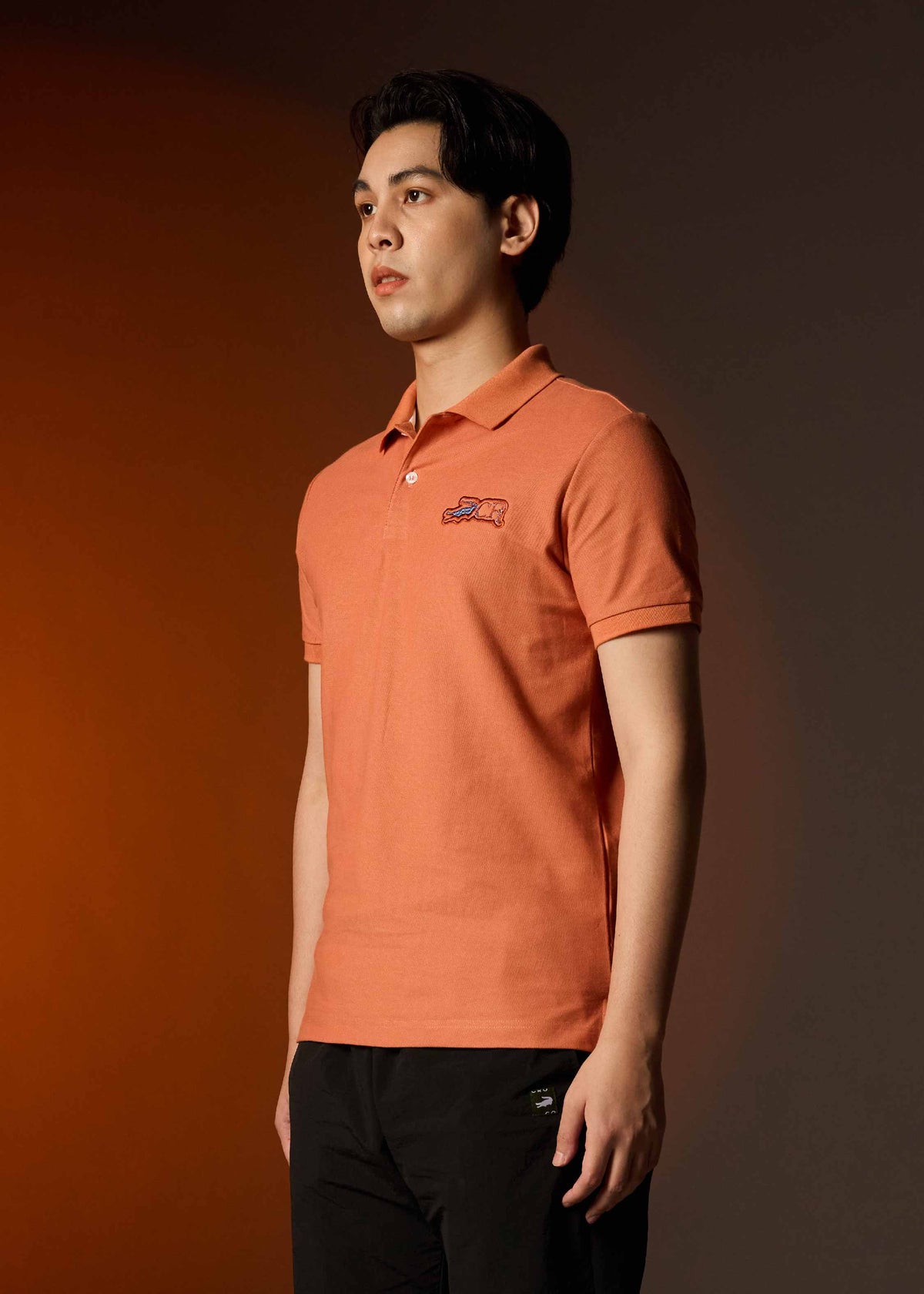 BRANDIED MELON CUSTOM FIT POLO SHIRT WITH EMBROIDERY