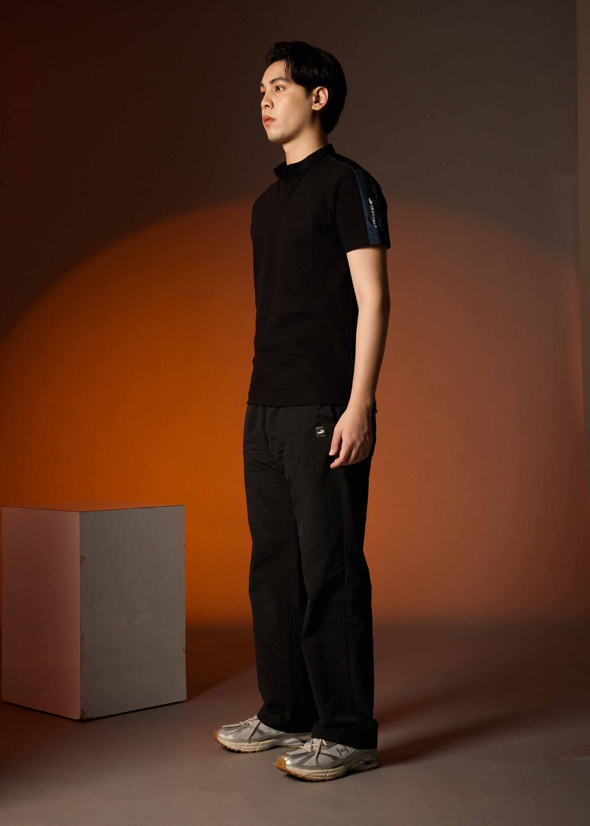 BLACK BOMBER COLLAR CUSTOM FIT POLO SHIRT