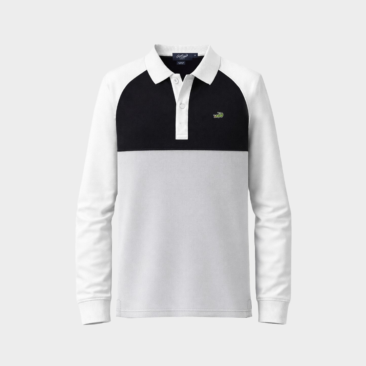 COLOUR BLOCK CUSTOM FIT LONG SLEEVE POLO SHIRT
