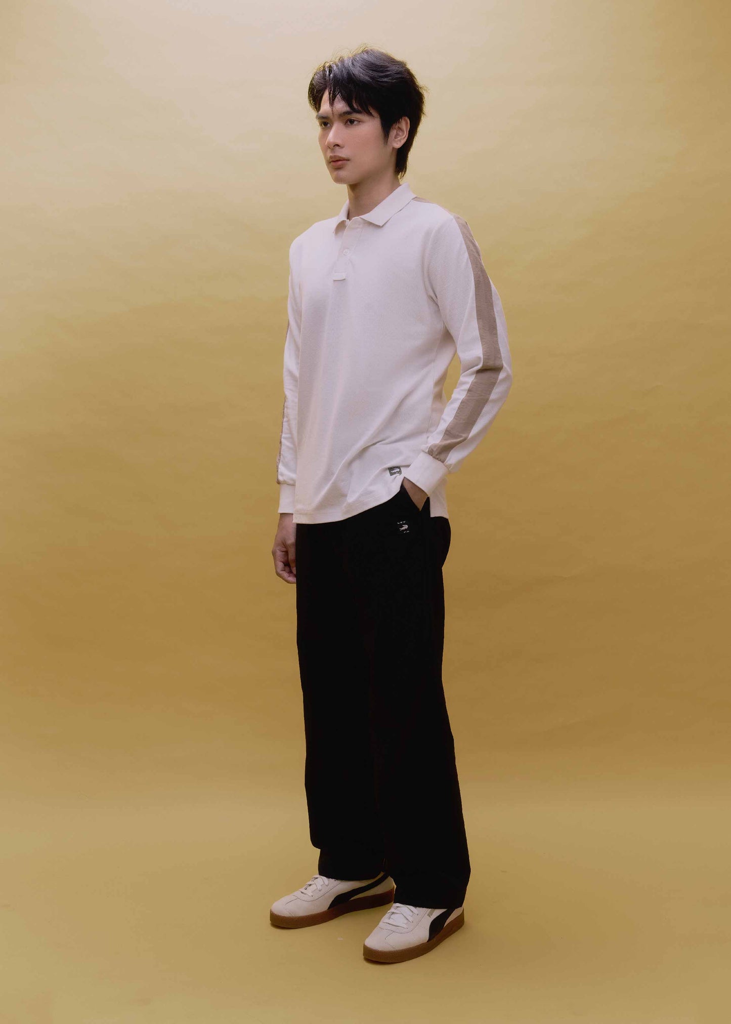COLOUR BLOCK CUSTOM FIT LONG SLEEVE POLO SHIRT
