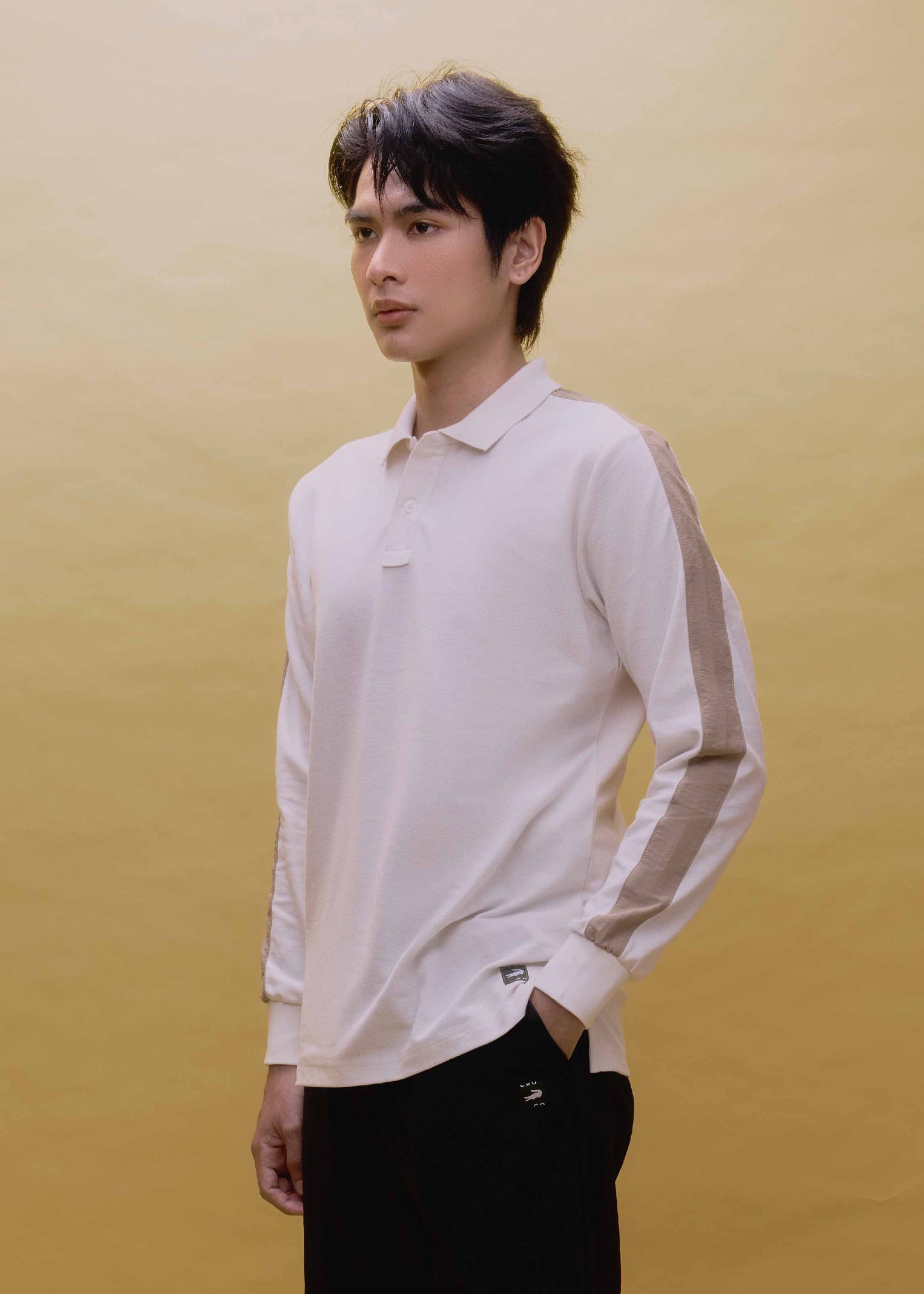 COLOUR BLOCK CUSTOM FIT LONG SLEEVE POLO SHIRT