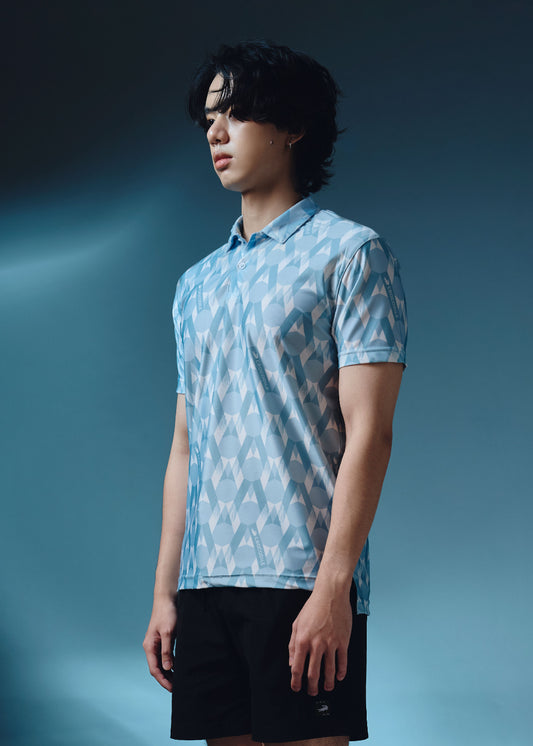 STARLIGHT BLUE CUSTOM FIT POLO SHIRT WITH ALL-OVER PRINT