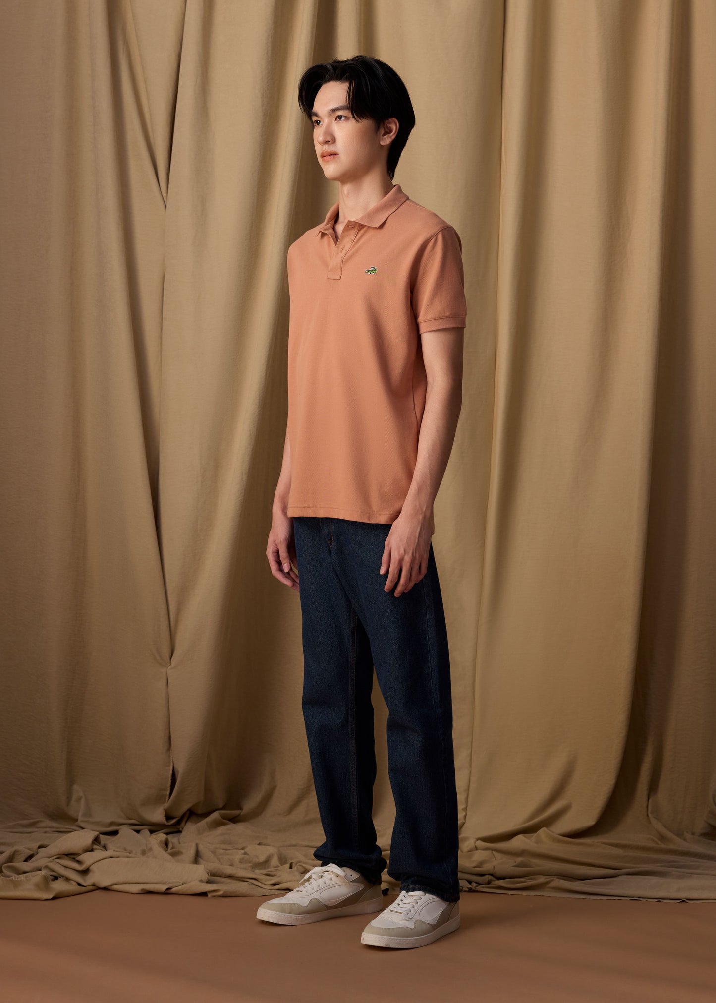 เสื้อโปโลสีนำ้ตาลมอคค่ามูสทรงสลิมฟิต