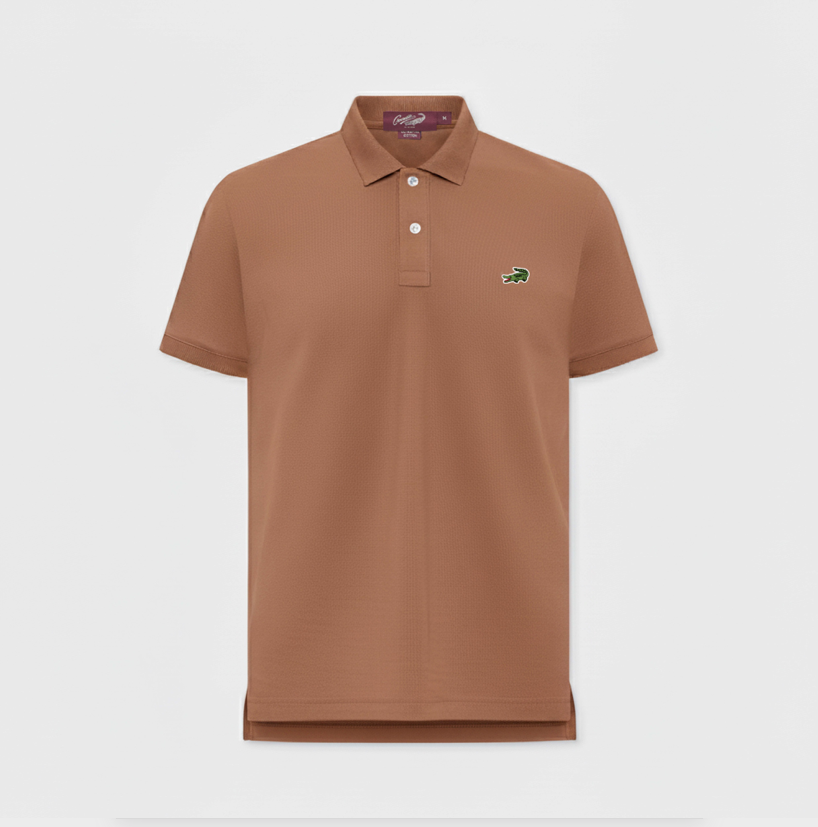 เสื้อโปโลสีนำ้ตาลมอคค่ามูสทรงสลิมฟิต