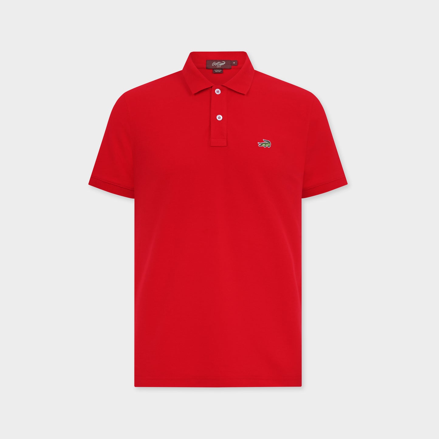 เสื้อโปโลสีแดงลาวาทรงสลิมฟิต