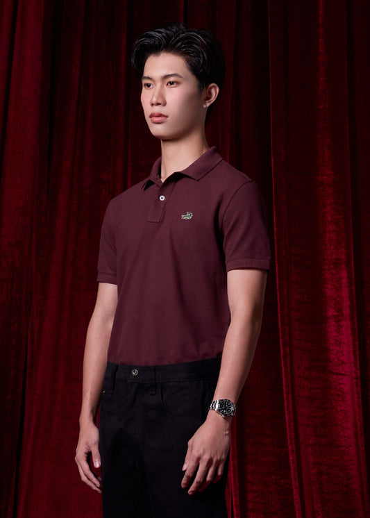 เสื้อโปโลสีม่วงวินเซอร์ไวน์ทรงสลิมฟิต