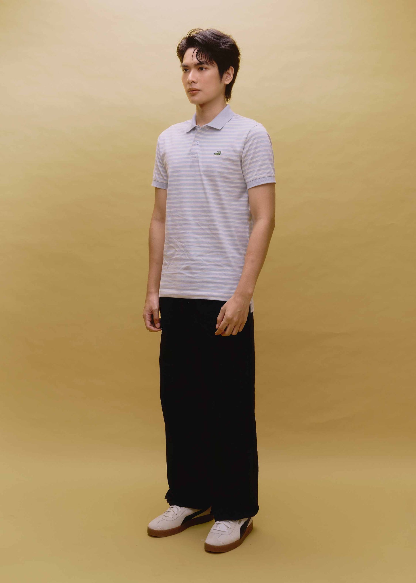 GRAY STRIPE SLIM FIT POLO SHIRT