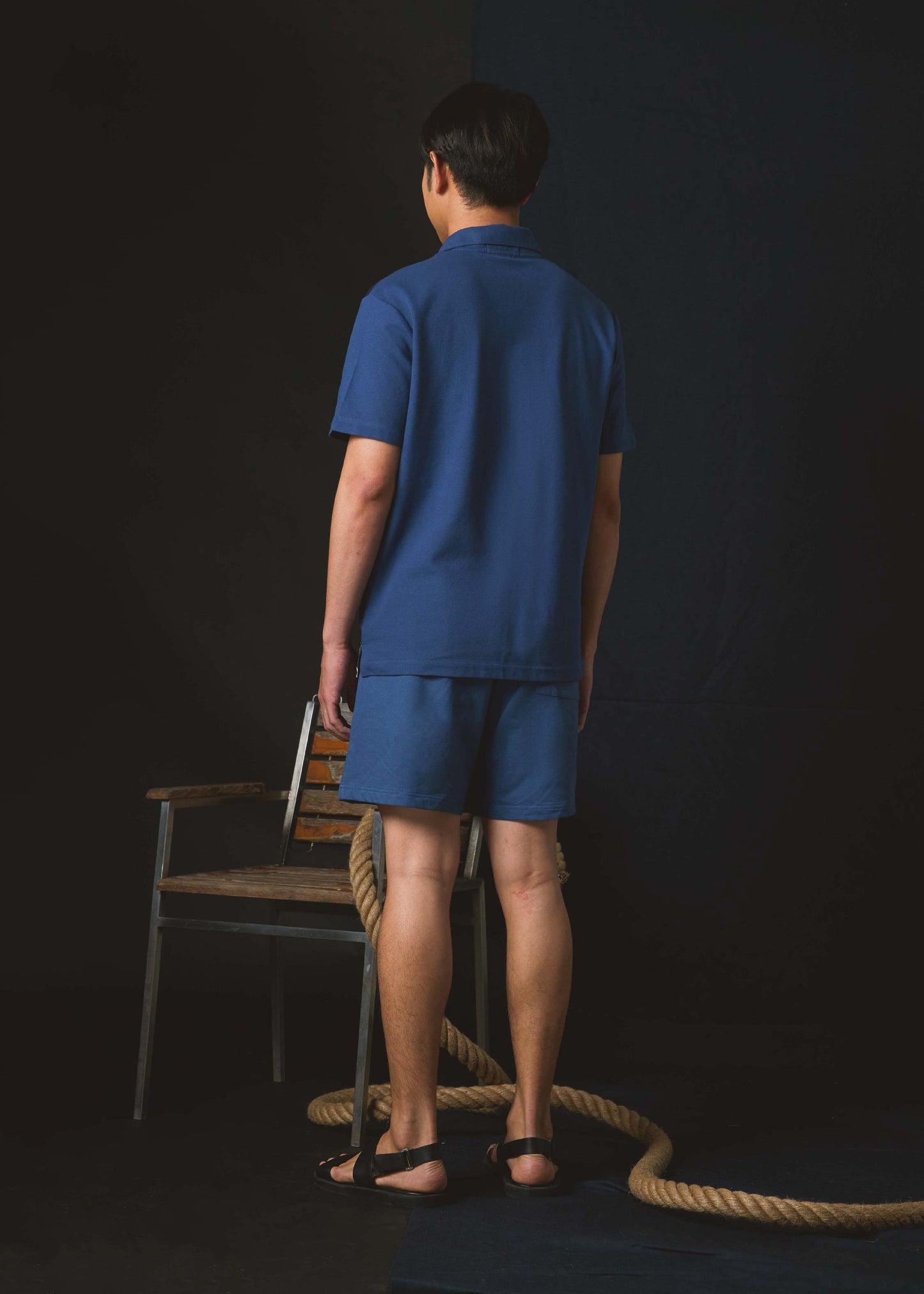 FABRIC PRINT NAVAL ACADEMY BLUE CUSTOM FIT CUBAN COLLAR SHIRT