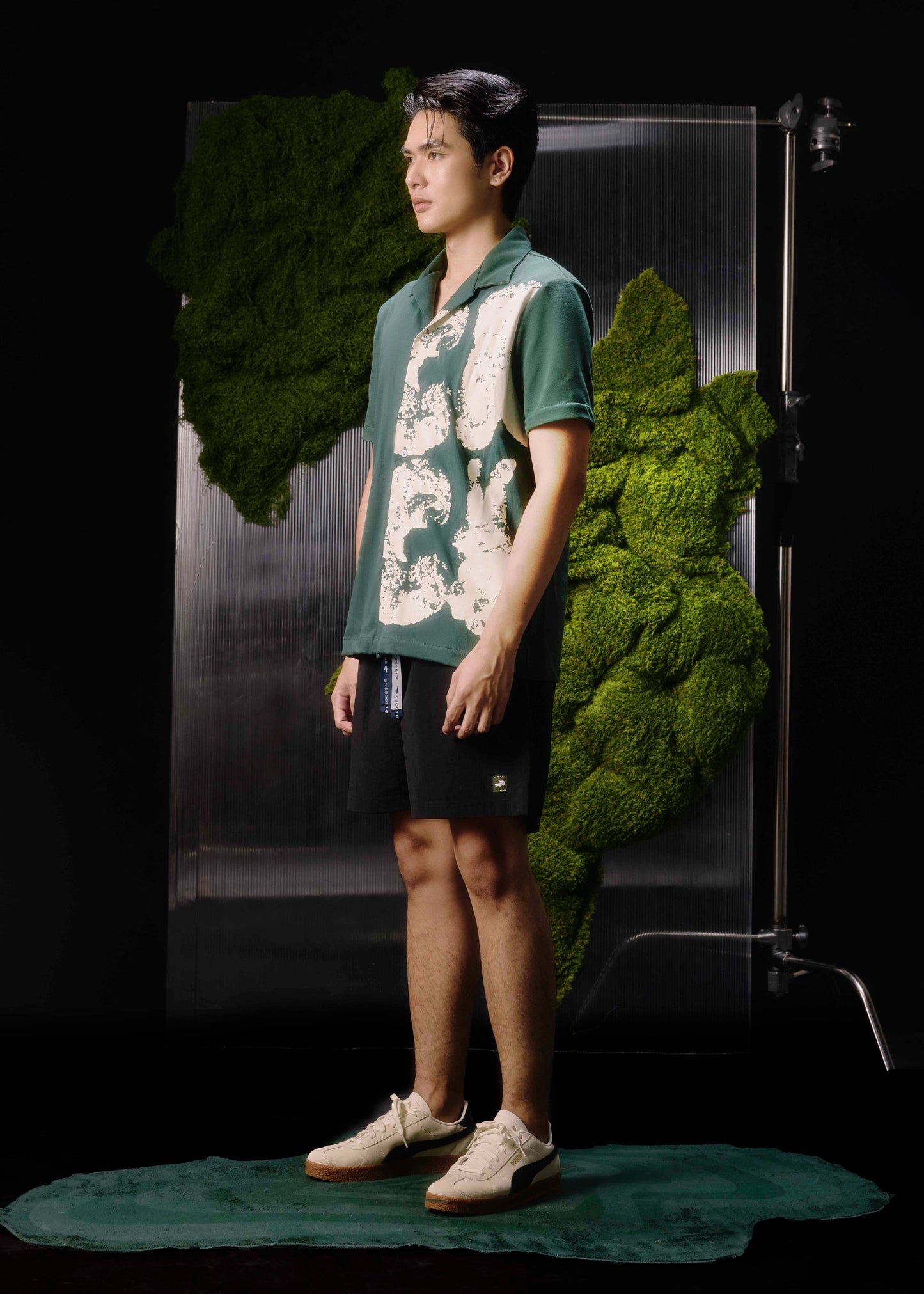 MAGICAL FOREST CUSTOM FIT CUBAN COLLAR SHIRT WITH  FABRIC PRINT