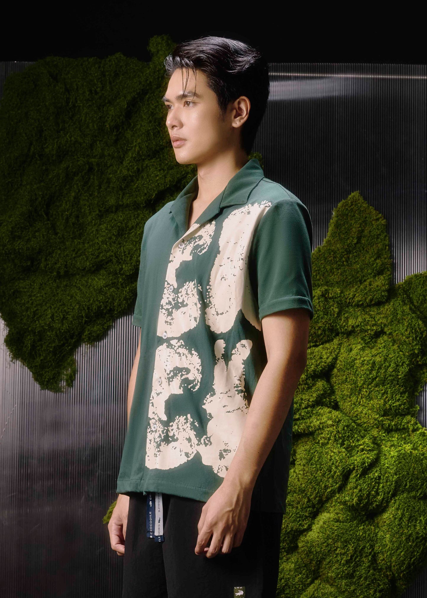 MAGICAL FOREST CUSTOM FIT CUBAN COLLAR SHIRT WITH  FABRIC PRINT