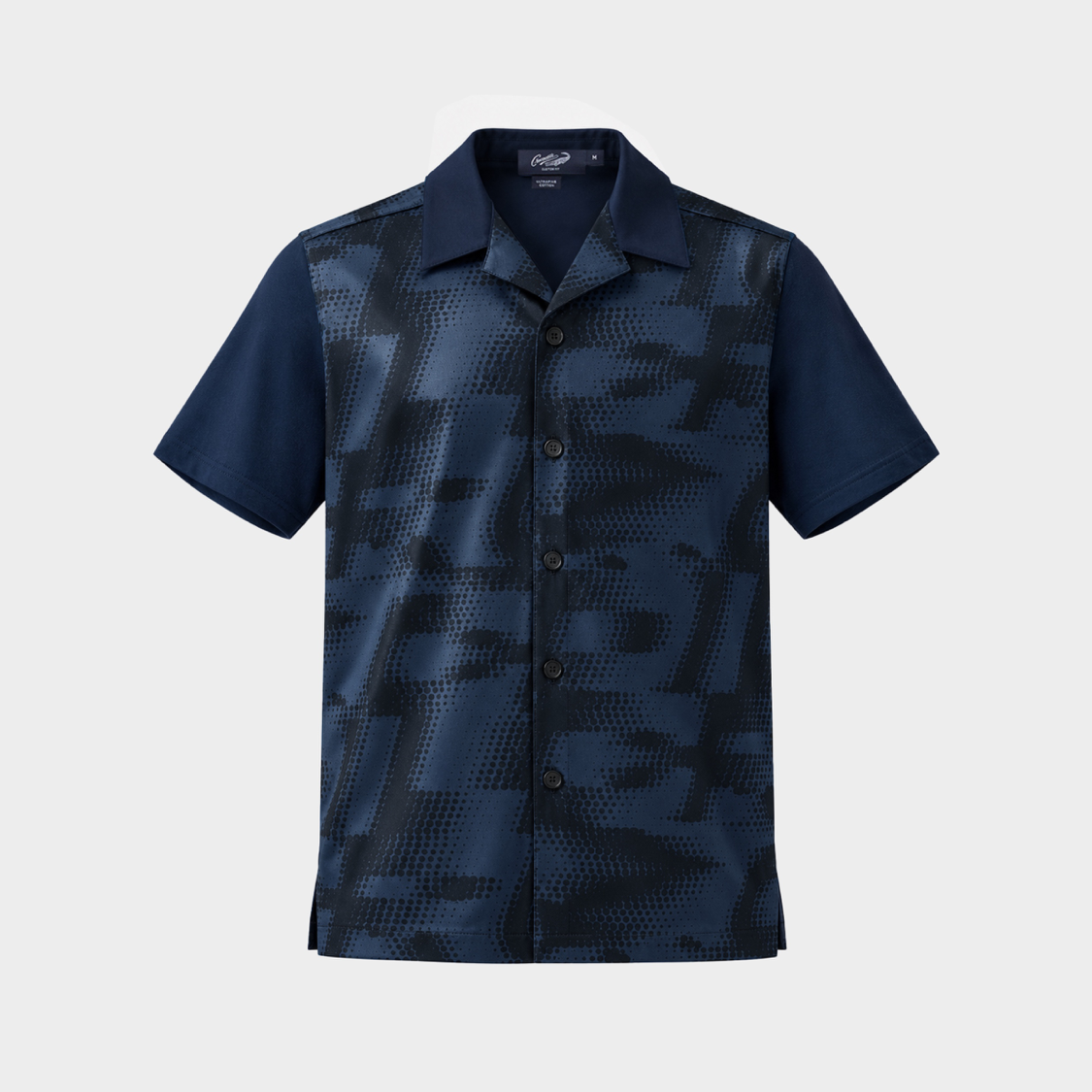เสื้อคิวบันแขนสั้นสีกรมพร้อมลายกราฟฟิก