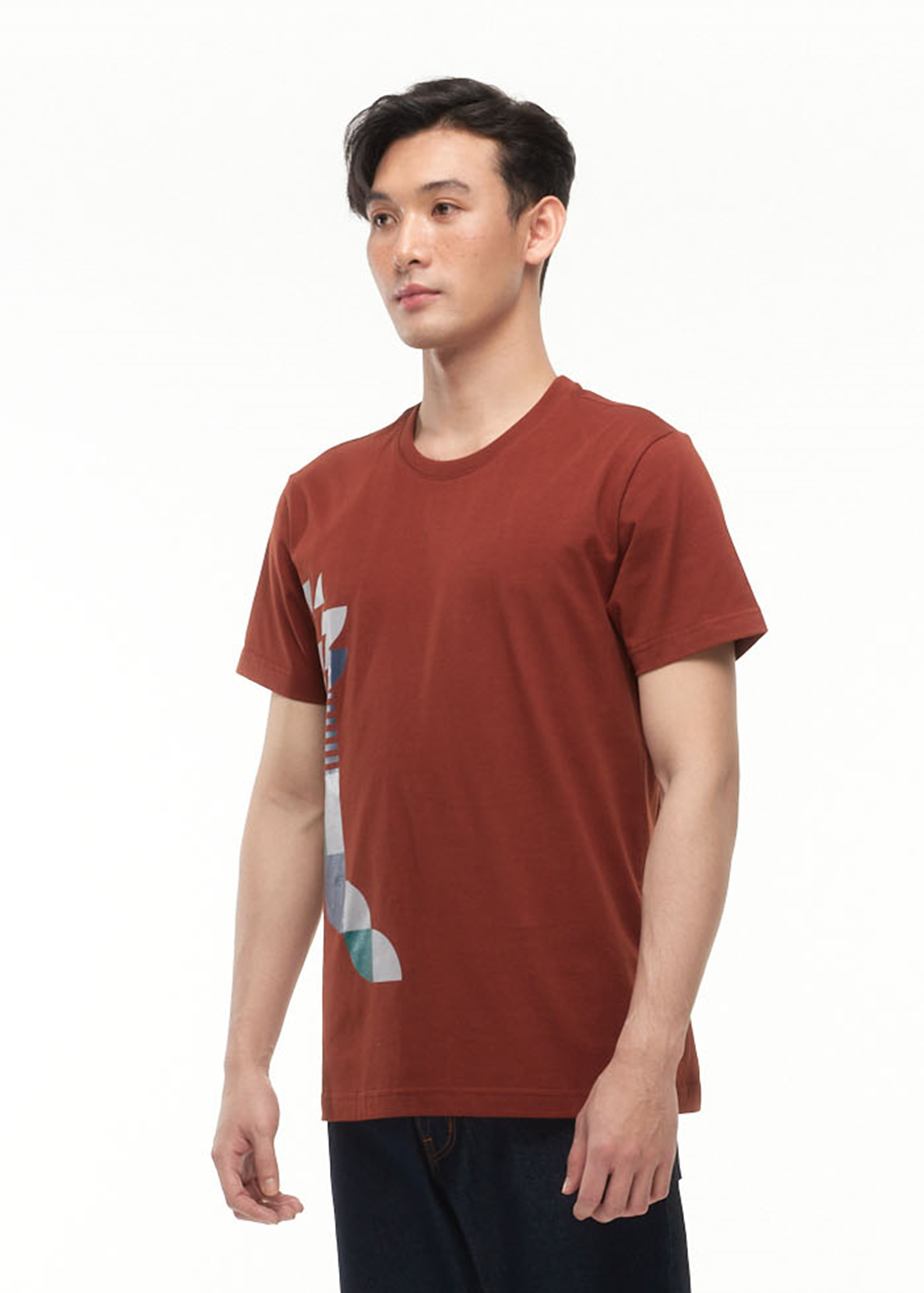 NUTSHELL BROWN CUSTOM FIT CREW NECK T-SHIRT WITH NUTSHELL BROWN GRAPHIC PRINT