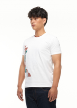 Load image into Gallery viewer, WHITE CUSTOM FIT CREW NECK T-SHIRT WITH NUTSHELL BROWN GRAPHIC PRINT
