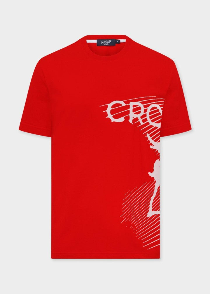 CHERRY TOMATO CUSTOM FIT CREW NECK SHORT SLEEVE T-SHIRT WITH GRAPHIC PRINT