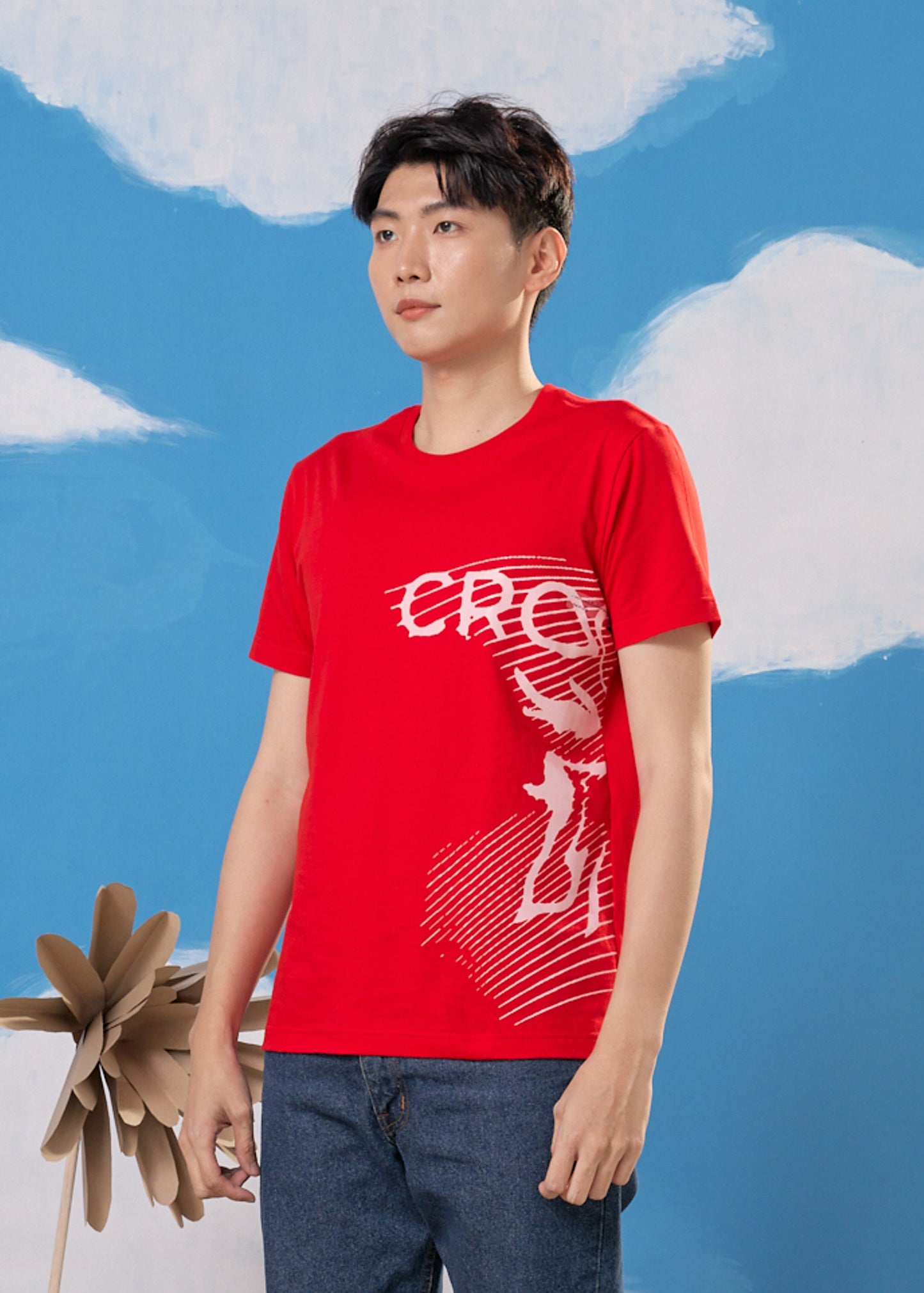 CHERRY TOMATO CUSTOM FIT CREW NECK SHORT SLEEVE T-SHIRT WITH GRAPHIC PRINT