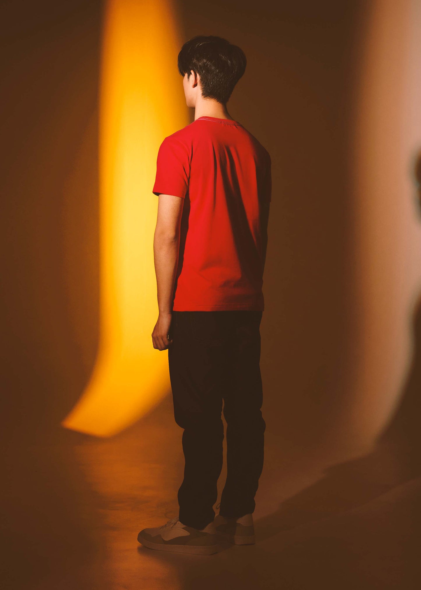 LAVA RED CUSTOM FIT CREW NECK SHORT SLEEVE T-SHIRT WITH GRAPHIC PRINT