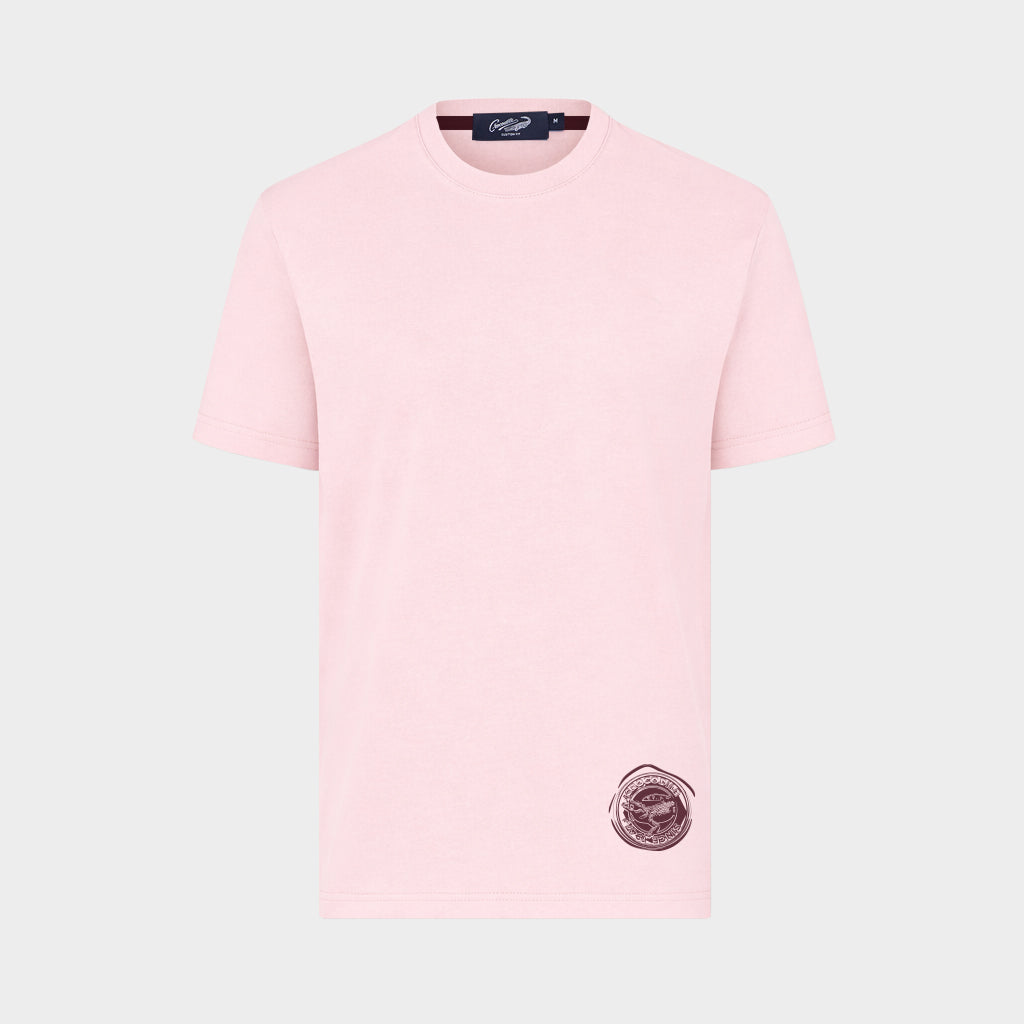 PINK CUSTOM FIT CREW NECK SHORT SLEEVE T-SHIRT WITH GRAPHIC PRINT