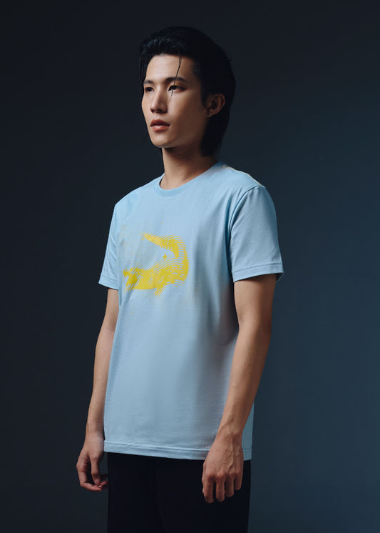 STARLIGHT BLUE CUSTOM FIT CREW NECK SHORT SLEEVE T-SHIRT WITH  GRAPHIC PRINT