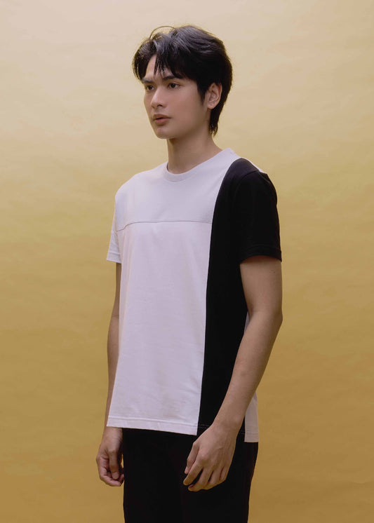COLOUR BLOCK CUSTOM FIT CREW NECK SHORT SLEEVE T-SHIRT WITH EMBROIDERY