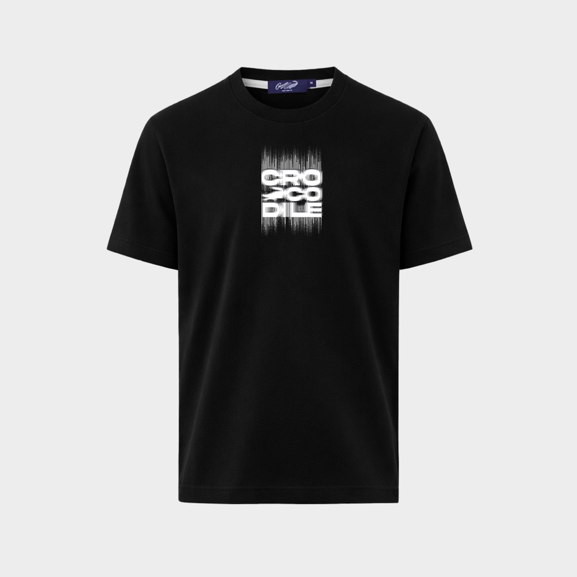 BLACK CUSTOM FIT CREW NECK SHORT SLEEVE T-SHIRT WITH GRAPHIC PRINT