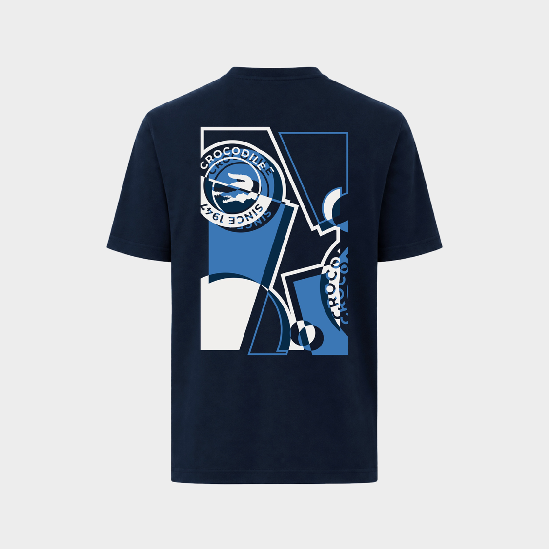 NAVY CUSTOM FIT CREW NECK SHORT SLEEVE T-SHIRT WITH GRAPHIC PRINT