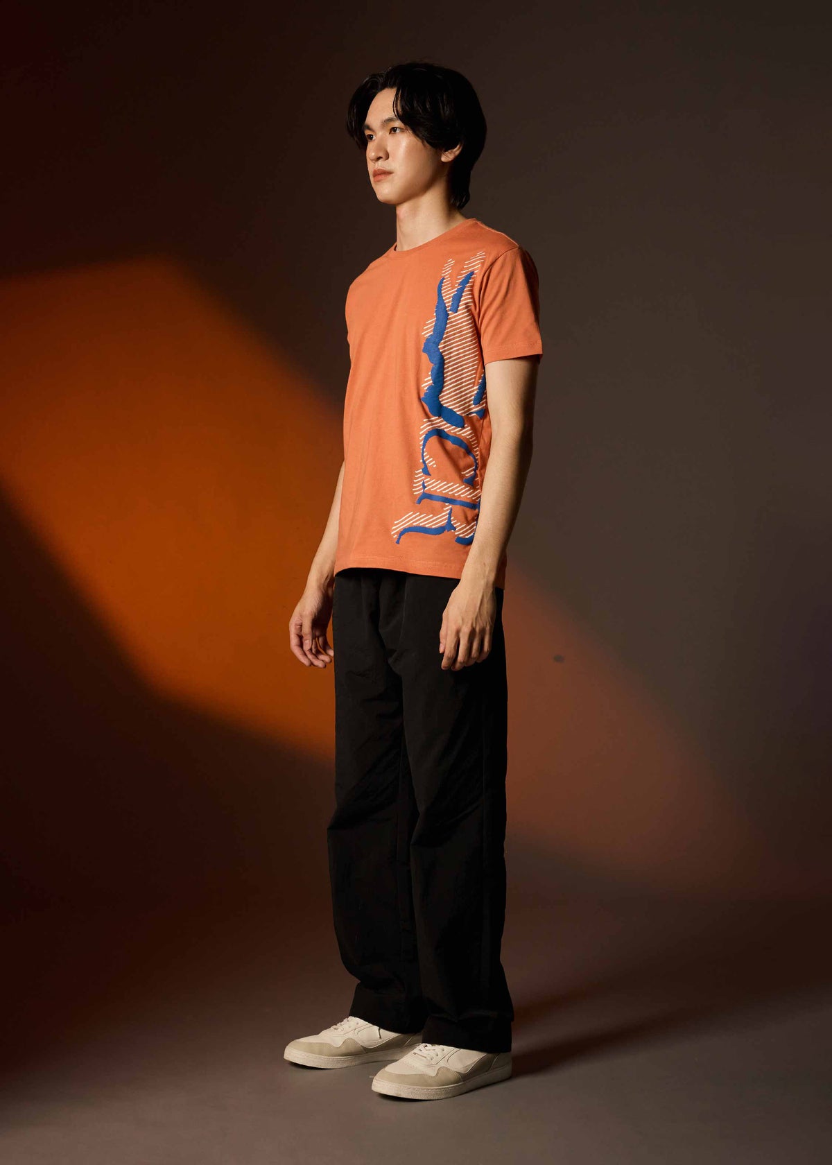 BRANDIED MELON CUSTOM FIT CREW NECK SHORT SLEEVE T-SHIRT WITH GRAPHIC PRINT