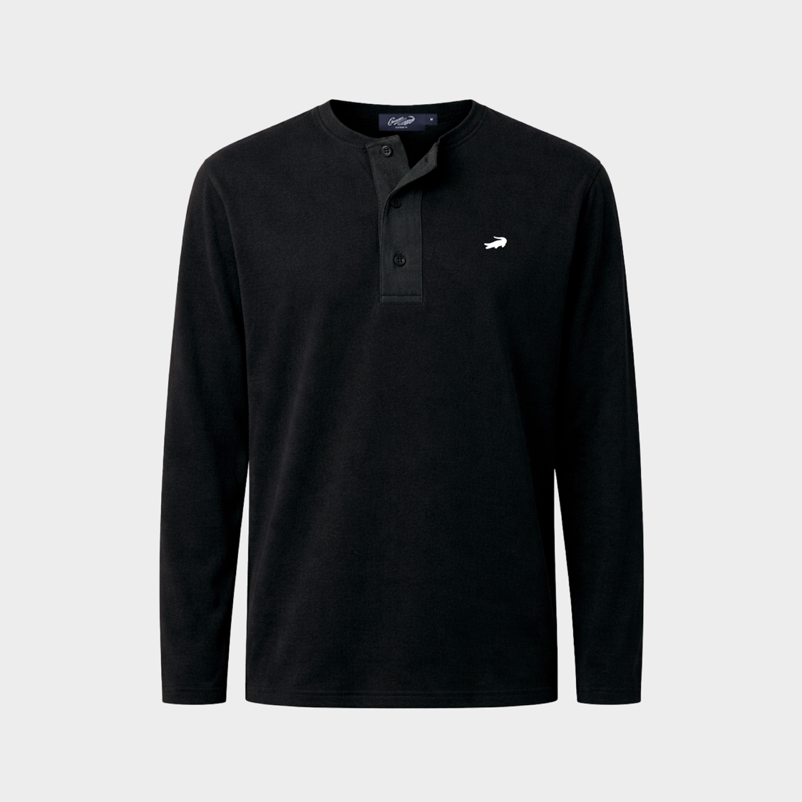 เสื้อยืดคอกลมแขนยาวสีดำทรงคัสตอมฟิต