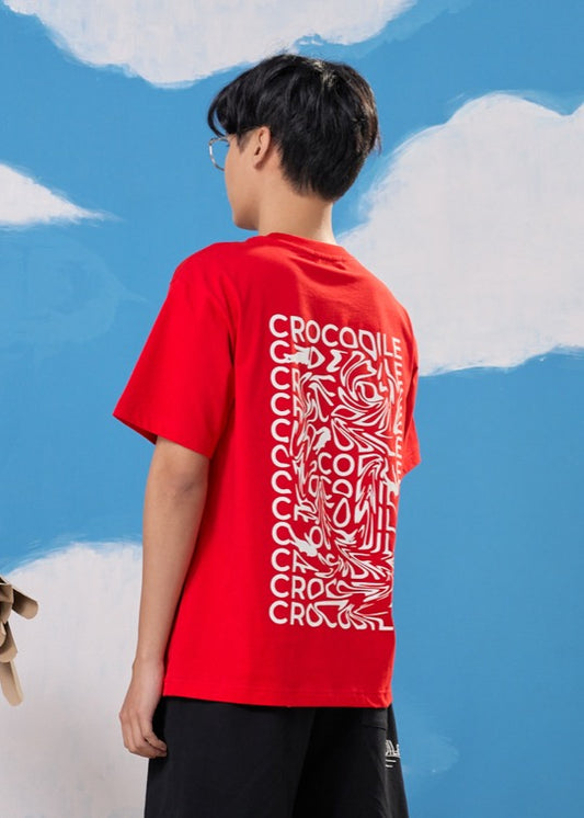 CHERRY TOMATO OVERSIZED FIT CREW NECK SHORT SLEEVE T-SHIRT WITH GRAPHIC PRINT