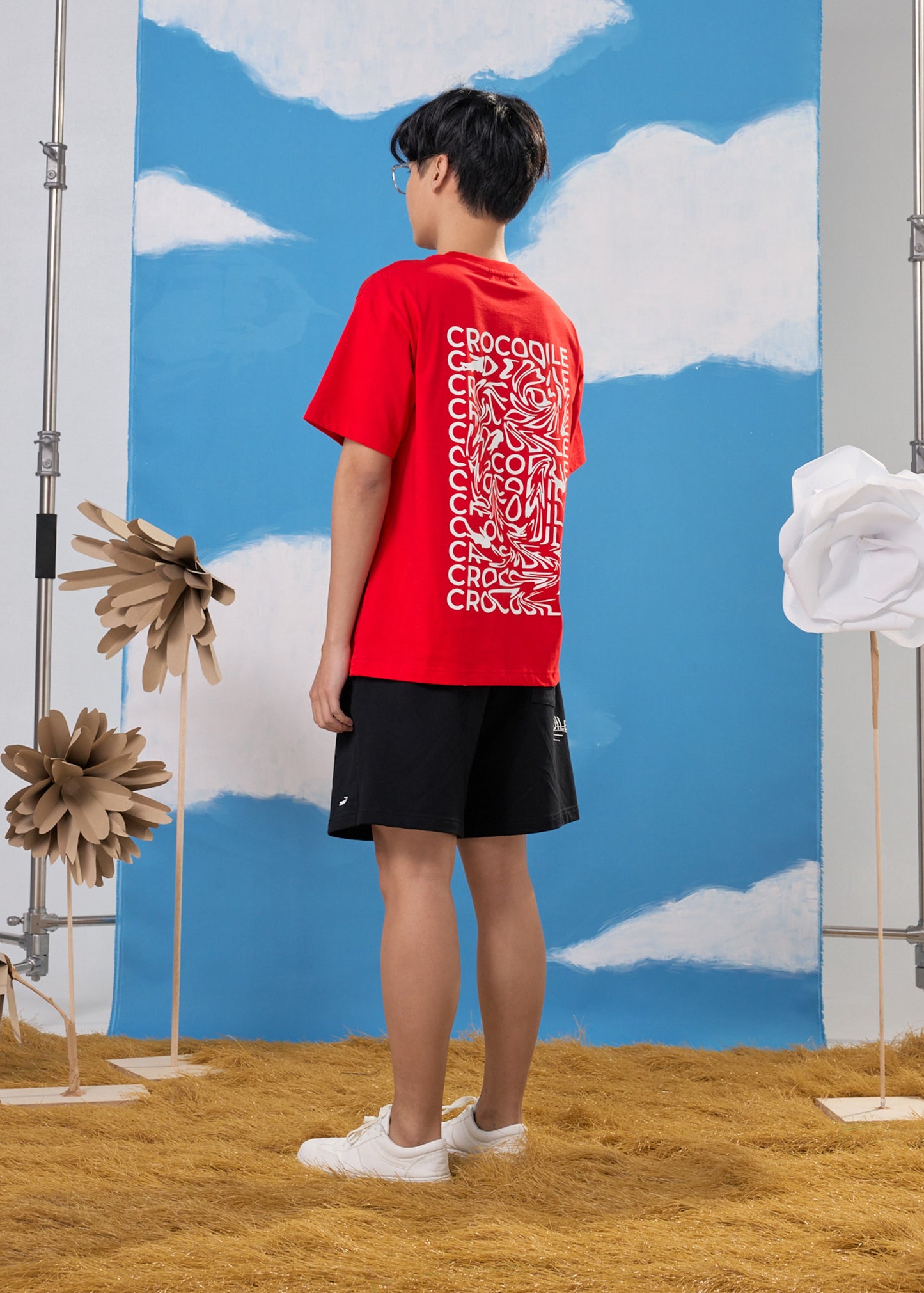 CHERRY TOMATO OVERSIZED FIT CREW NECK SHORT SLEEVE T-SHIRT WITH GRAPHIC PRINT