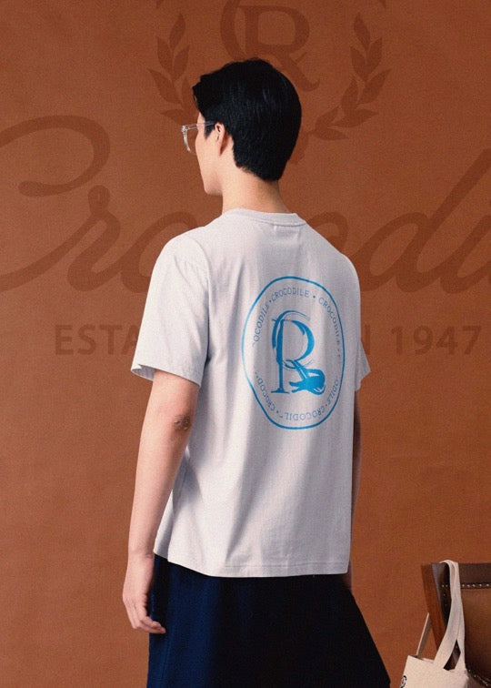 GREY OVERSIZED FIT CREW NECK SHORT SLEEVE T-SHIRT WITH GRAPHIC PRINT