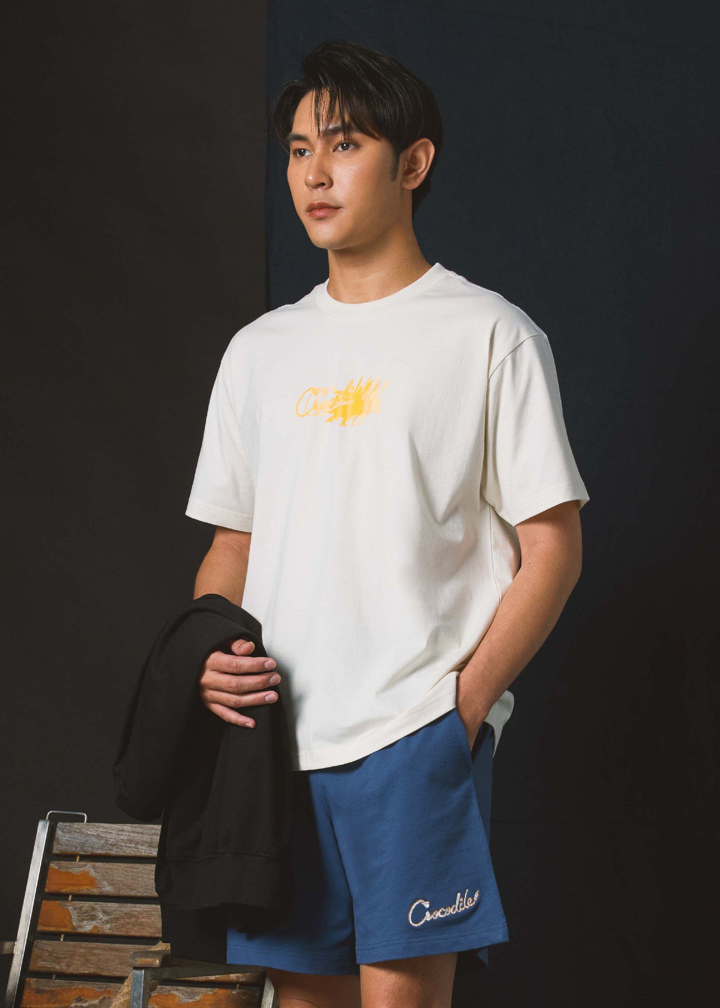 BEIGE OVERSIZED FIT CREW NECK SHORT SLEEVE T-SHIRT WITH GRAPHIC PRINT