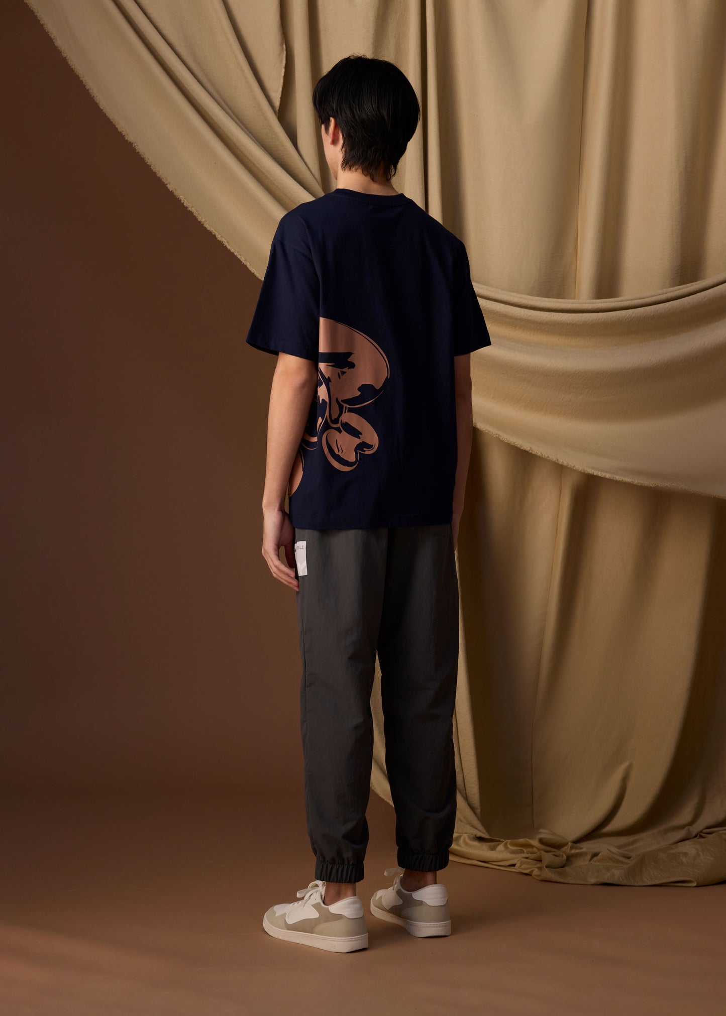 NAVY OVERSIZED CREW NECK SHORT SLEEVE T-SHIRT WITH GRAPHIC PRINT