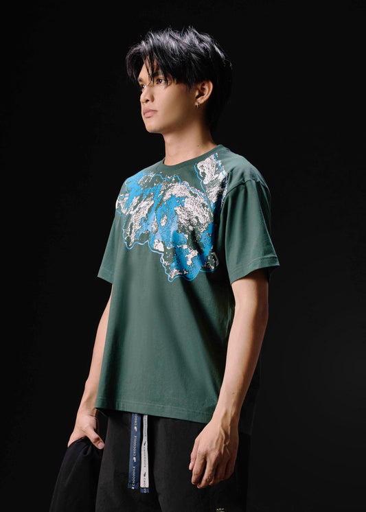 MAGICAL FOREST OVERSIZED CREW NECK SHORT SLEEVE T-SHIRT WITH GRAPHIC PRINT