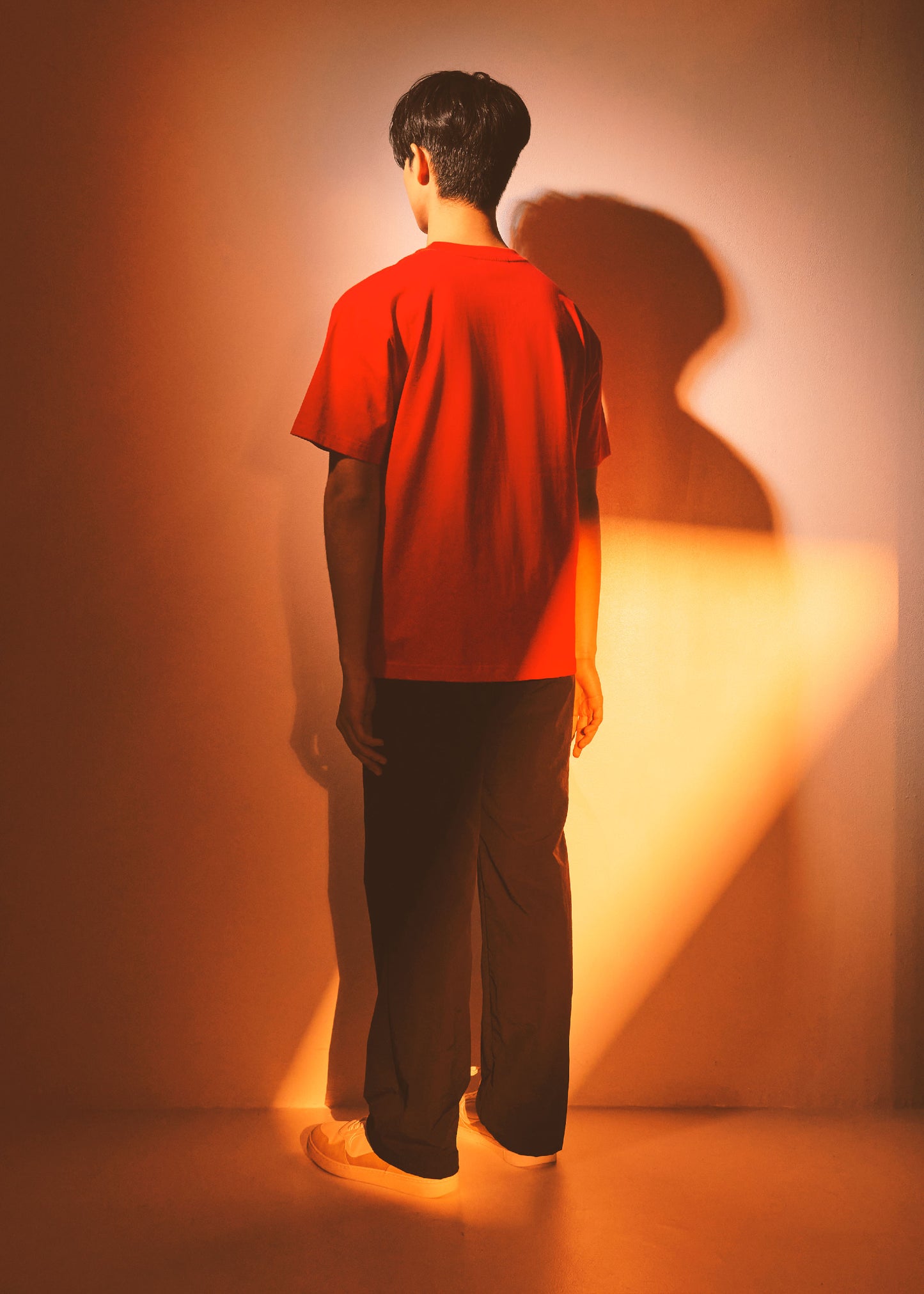 LAVA RED OVERSIZED CREW NECK SHORT SLEEVE T-SHIRT WITH EMBROIDERY AND GRAPHIC PRINT