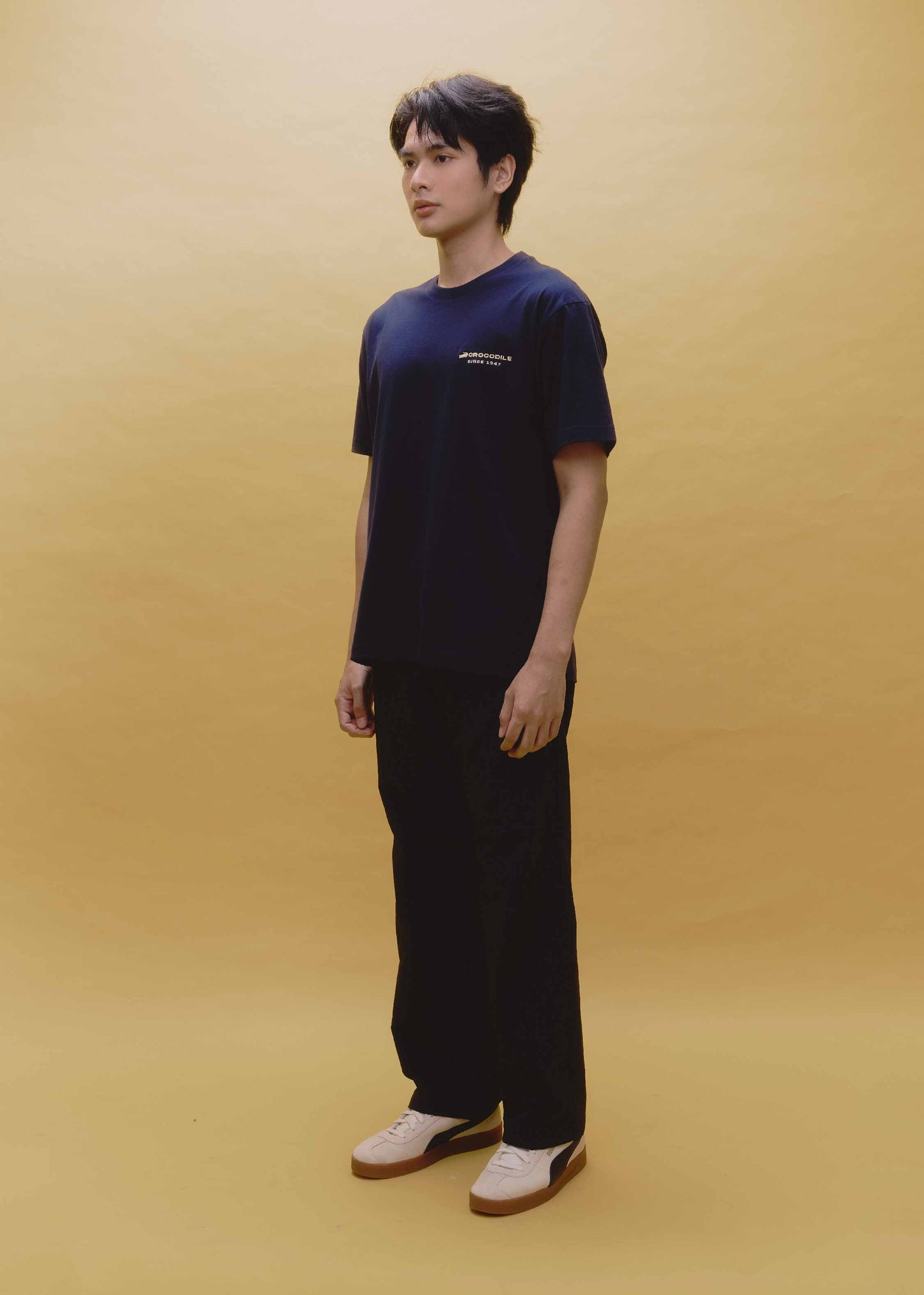 NAVY OVERSIZED CREW NECK SHORT SLEEVE T-SHIRT WITH GRAPHIC PRINT