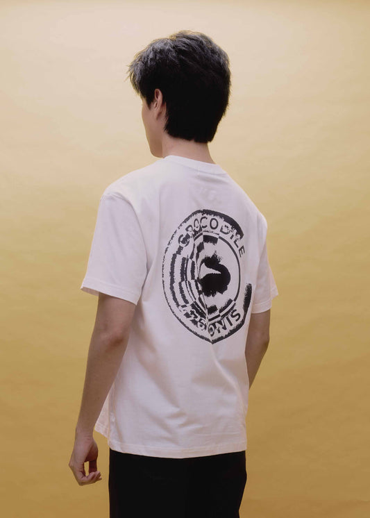 WHITE OVERSIZED CREW NECK SHORT SLEEVE T-SHIRT WITH GRAPHIC PRINT