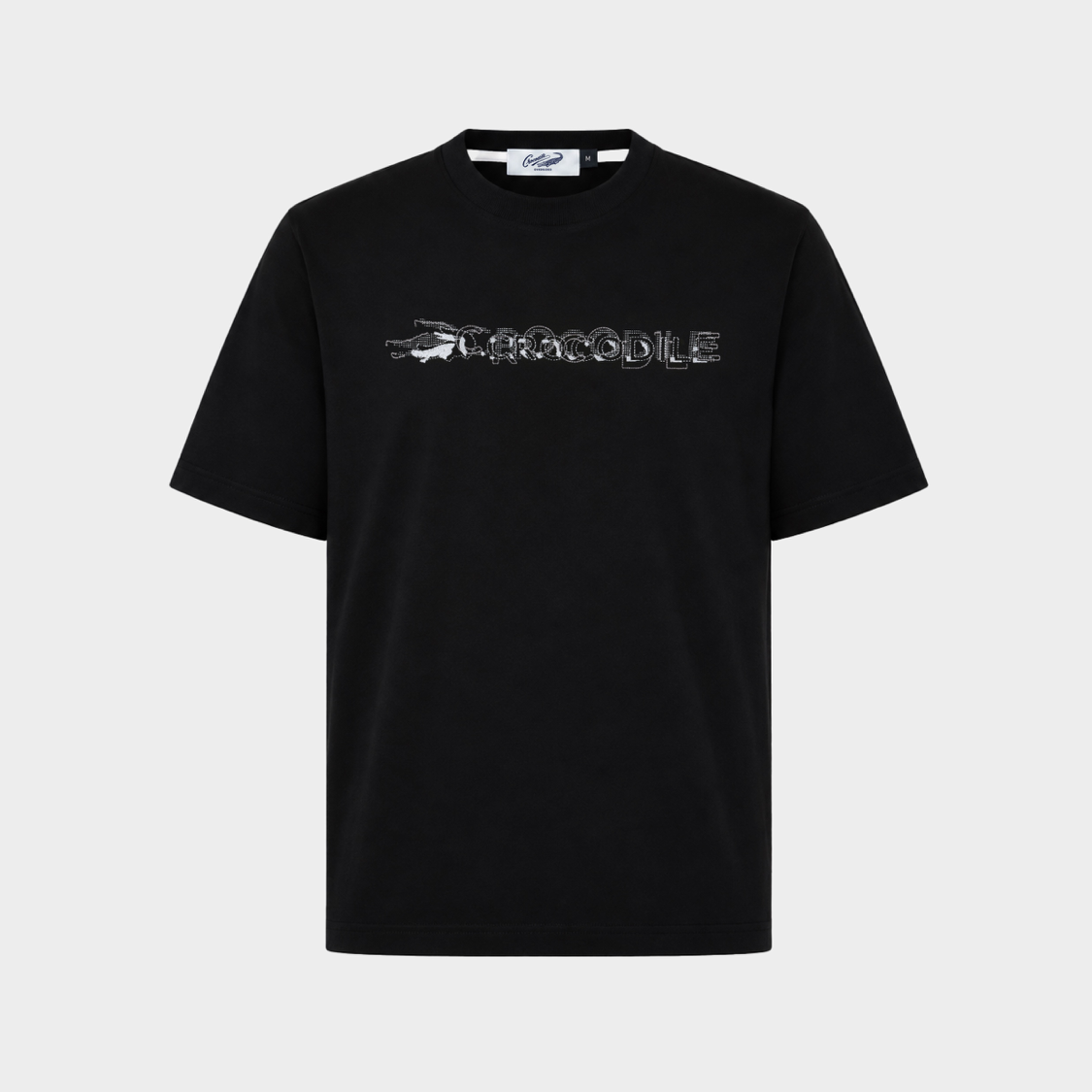 BLACK OVERSIZED CREW NECK SHORT SLEEVE T-SHIRT WITH EMBROIDERY