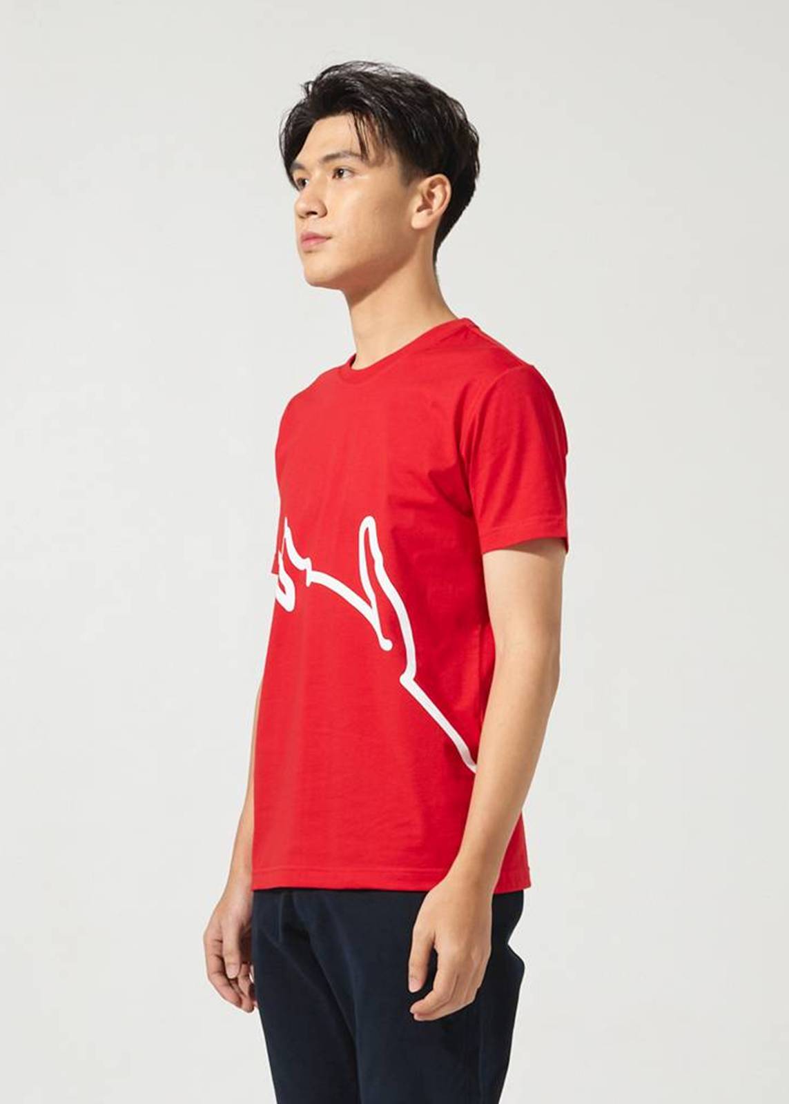 MOLTEN LAVA RED CUSTOM FIT T-SHIRT WITH GRAPHIC PRINT