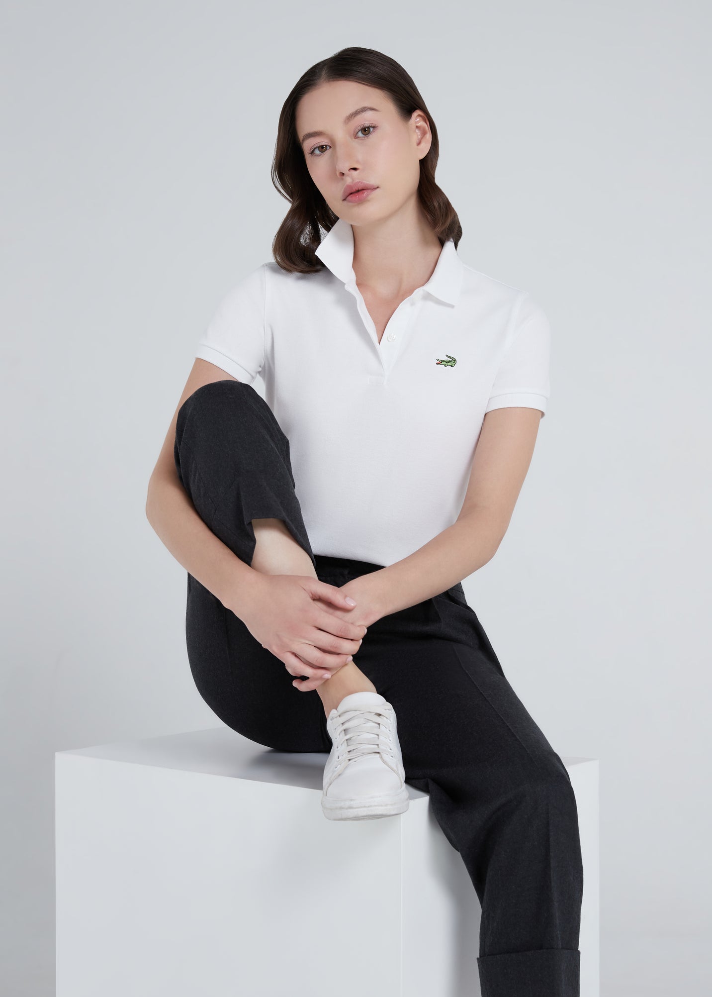 WHITE WOMEN  POLO SHIRT  WITH  EMBROIDERY