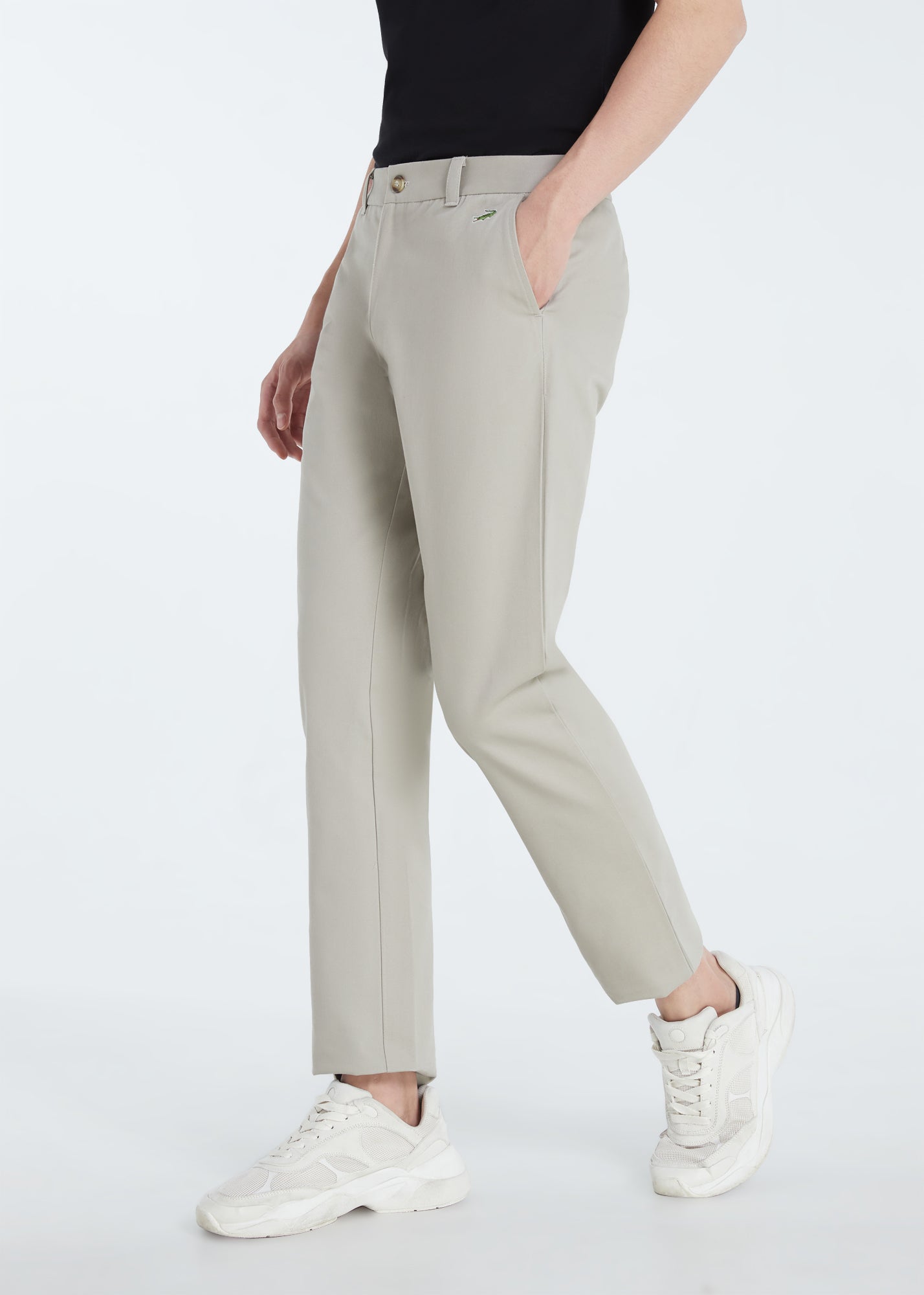 CREAM REGULAR FIT CHINO PANTS