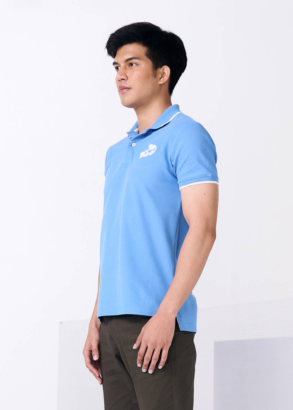 เสื้อโปโลสีฟ้า TRANQUIL BLUE ทรงคัสตอมฟิต