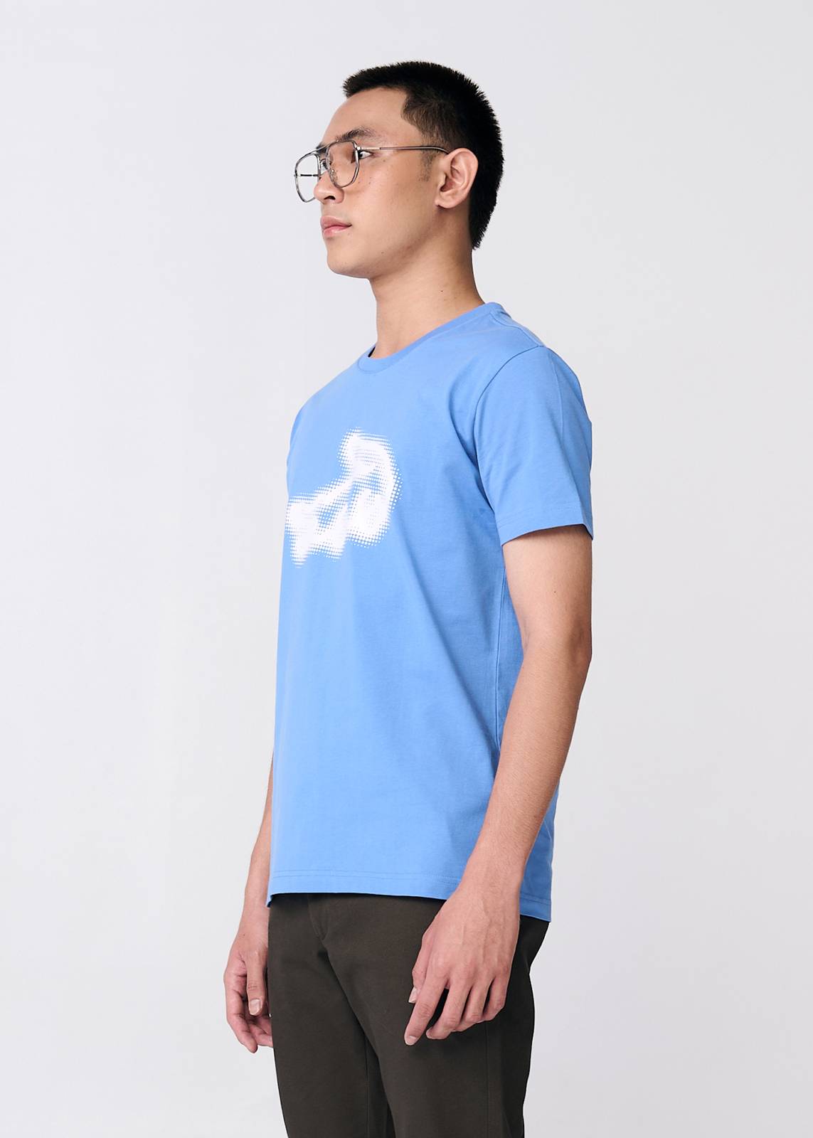 TRANQUIL BLUE CUSTOM FIT T-SHIRT WITH GRAPHIC PRINT